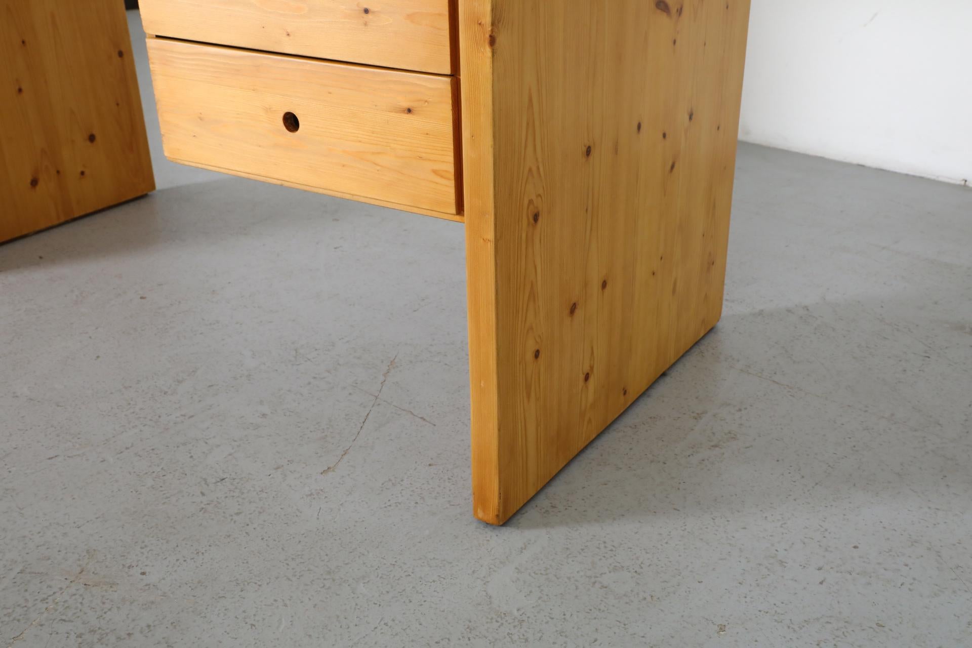 Mid-Century Ate Van Apeldoorn Pine Waterfall Desk or Vanity with Drawers 14