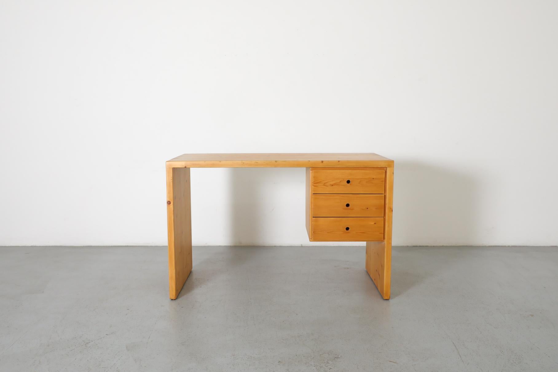 Mid-Century Modern Mid-Century Ate Van Apeldoorn Pine Waterfall Desk or Vanity with Drawers