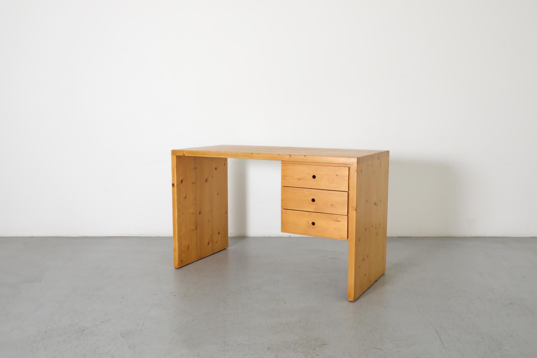 Dutch Mid-Century Ate Van Apeldoorn Pine Waterfall Desk or Vanity with Drawers
