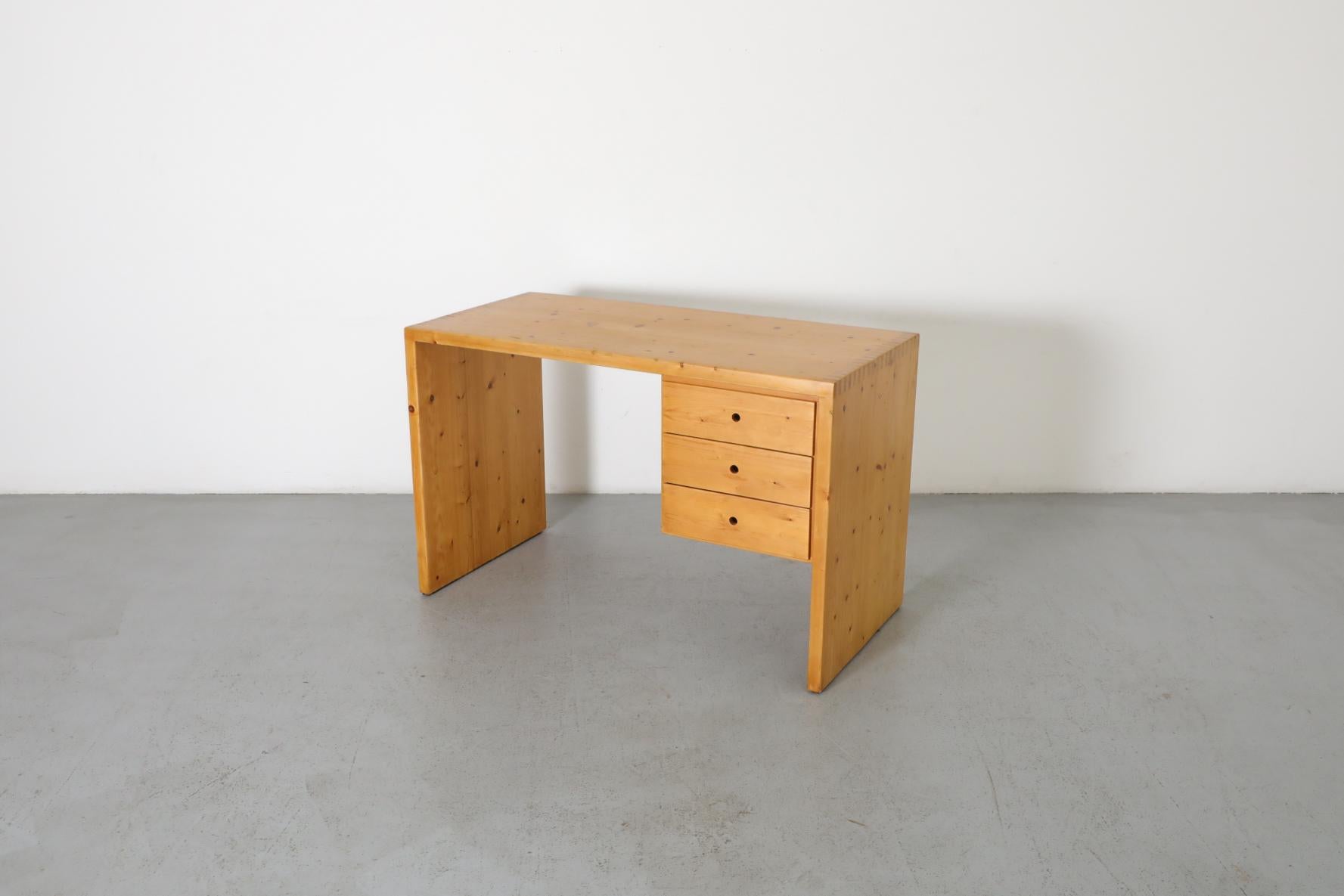 20th Century Mid-Century Ate Van Apeldoorn Pine Waterfall Desk or Vanity with Drawers