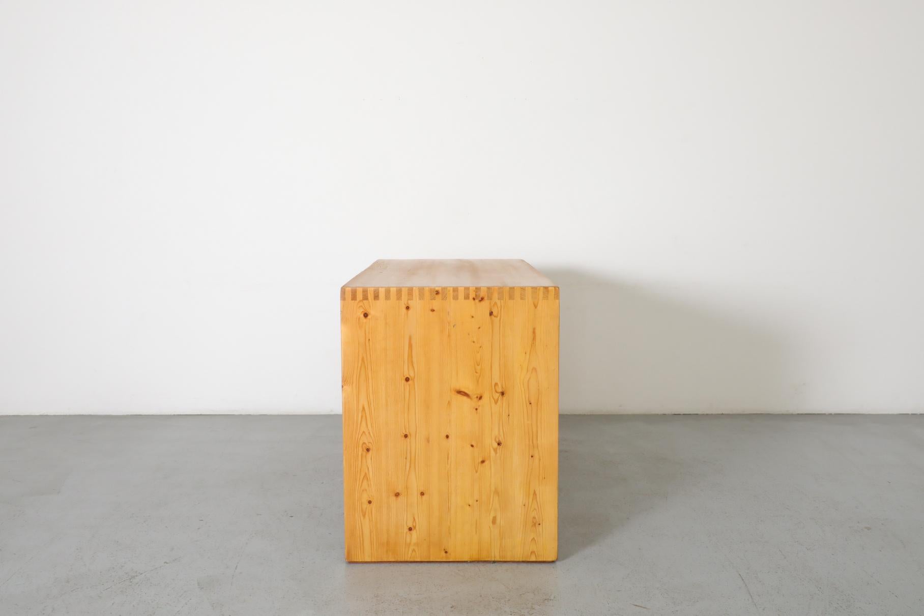 Mid-Century Ate Van Apeldoorn Pine Waterfall Desk or Vanity with Drawers 1