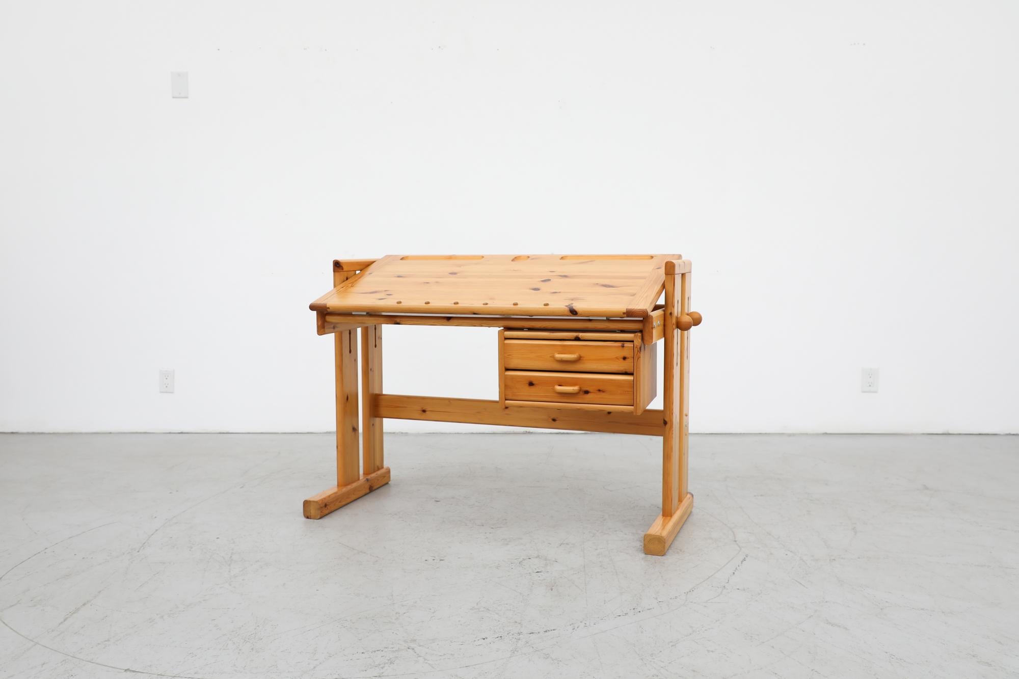 Mid-Century Modern Mid-Century Ate van Apeldoorn Style Adjustable Pine Drafting Table/Desk