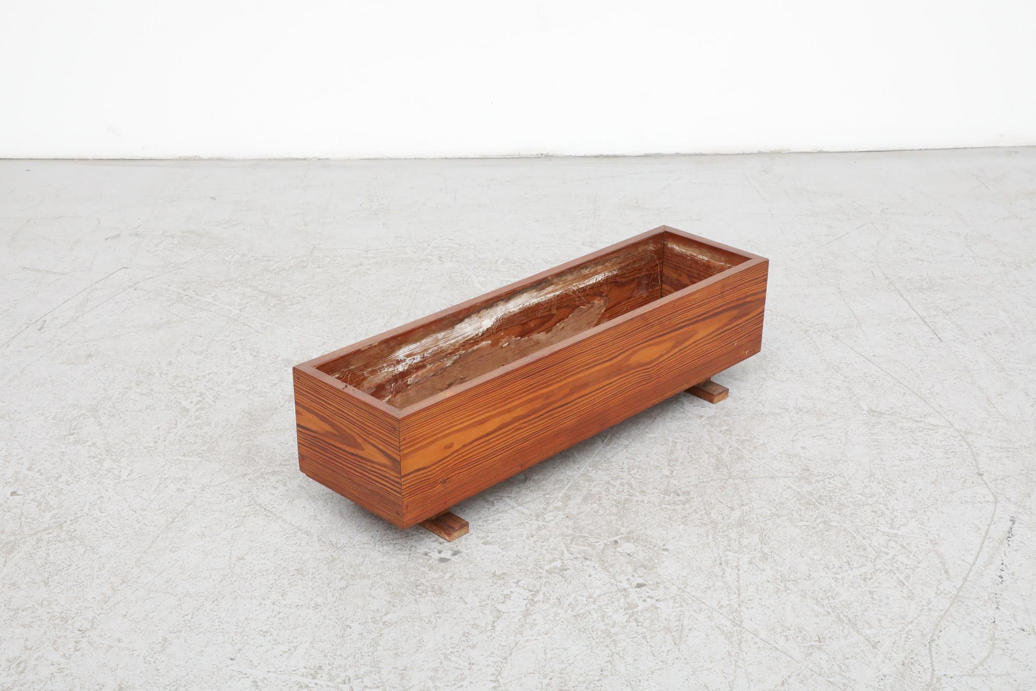 Mid-20th Century Mid-Century Ate van Apeldoorn Style Rectangular Dark Toned Pine Planter For Sale