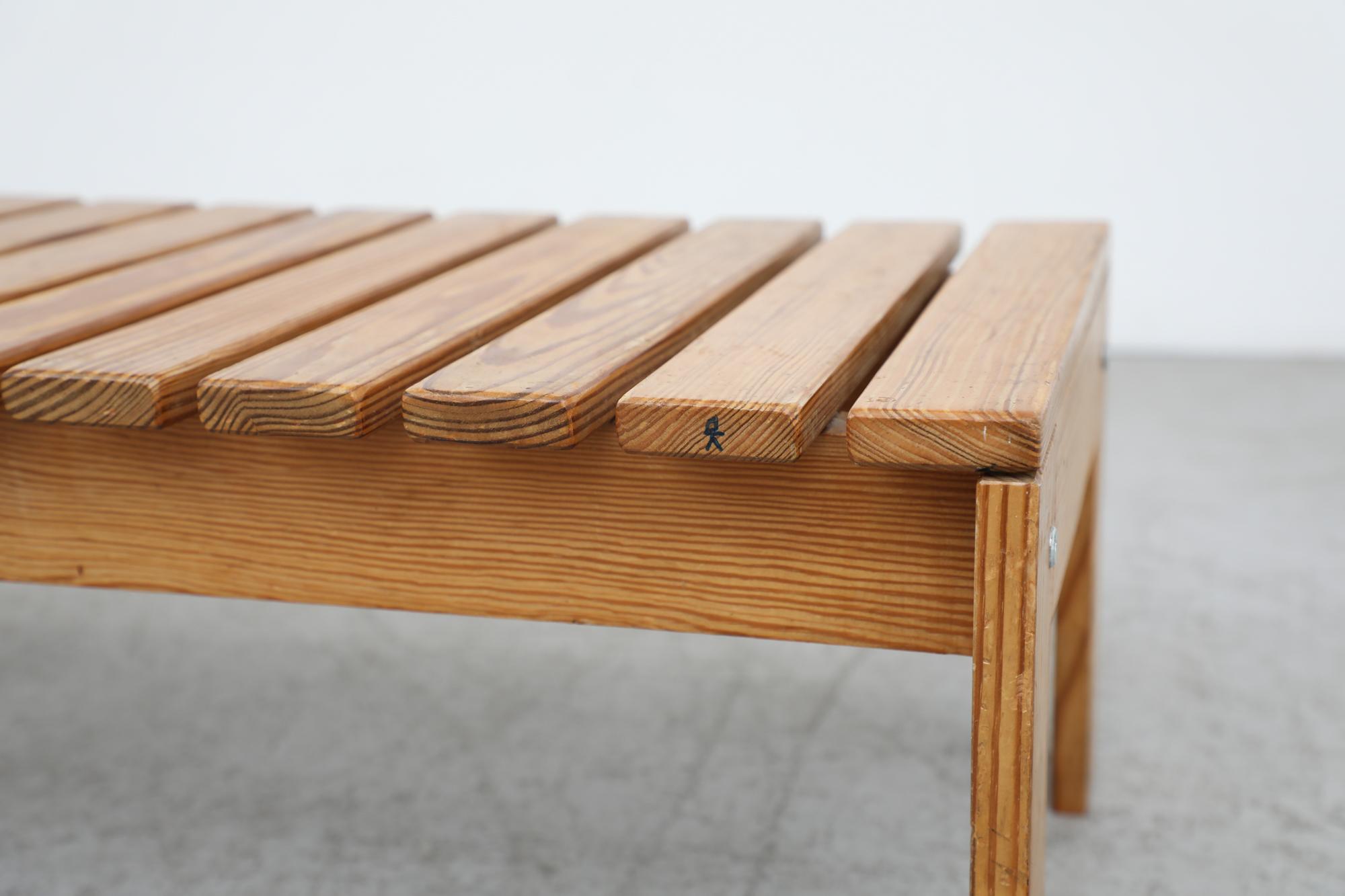 Mid-Century Ate van Apeldoorn Style Pine Slatted Table Bench 9