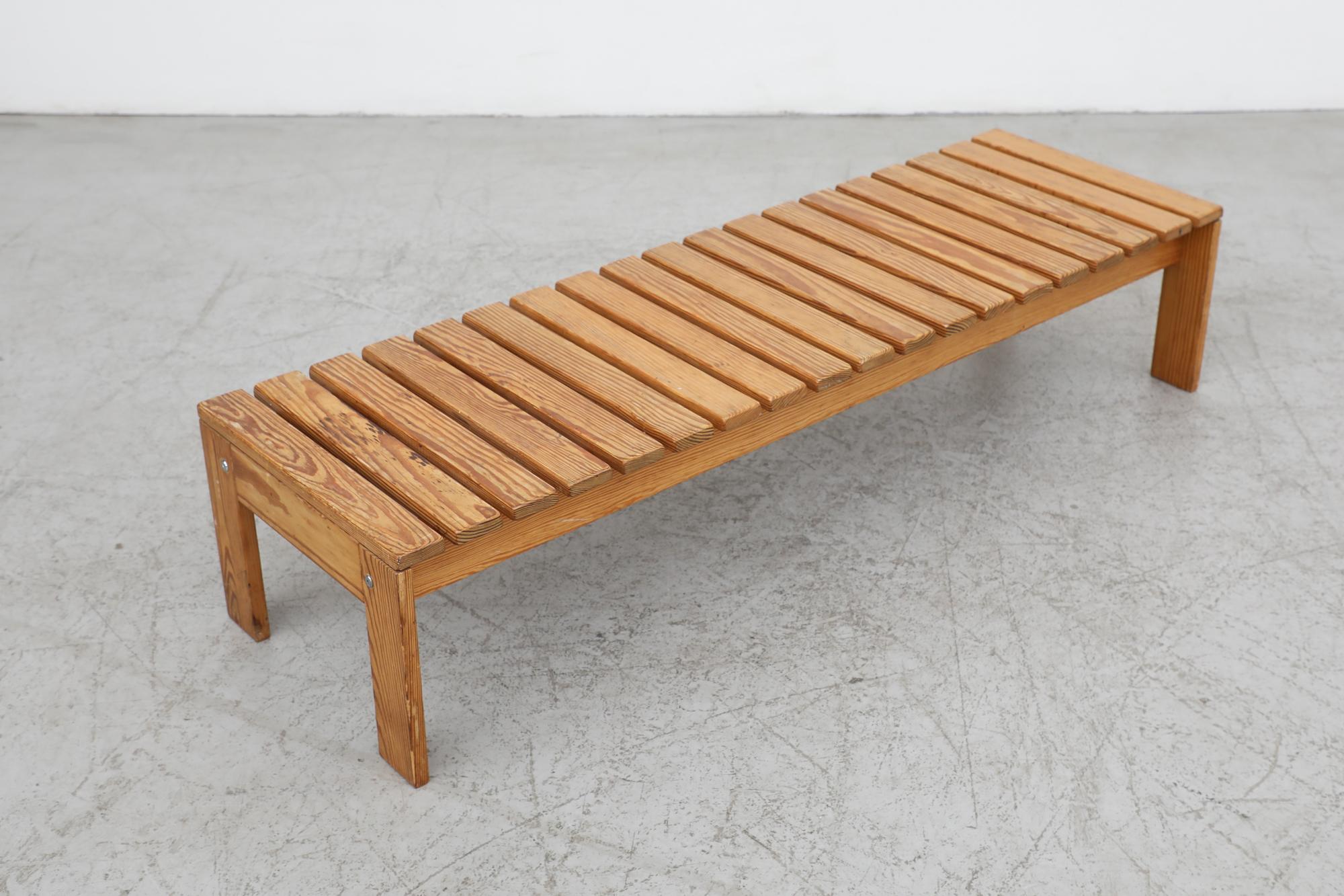 Mid-Century Ate van Apeldoorn Style Pine Slatted Table Bench 11