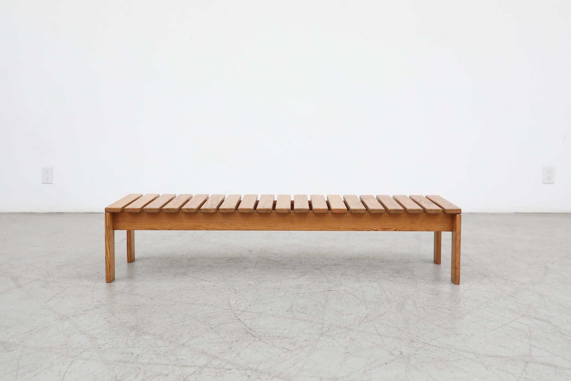 Mid-Century Modern Mid-Century Ate van Apeldoorn Style Pine Slatted Table Bench