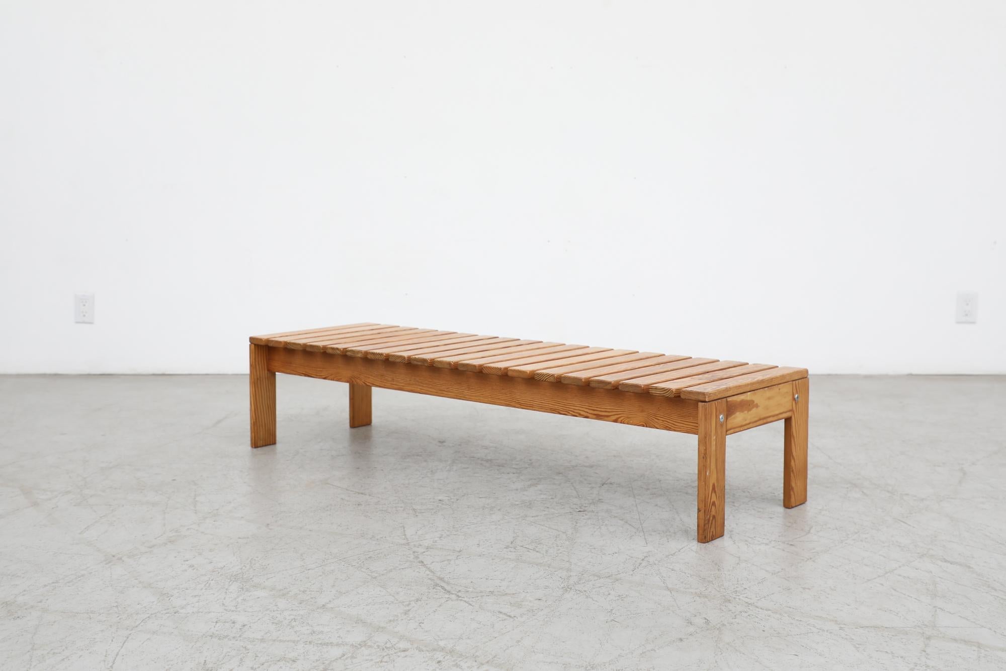 Dutch Mid-Century Ate van Apeldoorn Style Pine Slatted Table Bench