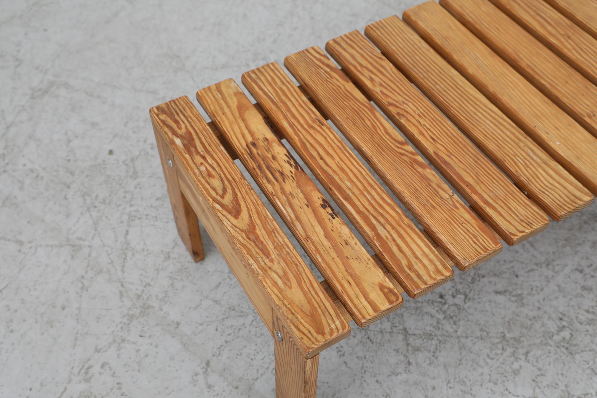 Mid-Century Ate van Apeldoorn Style Pine Slatted Table Bench 2