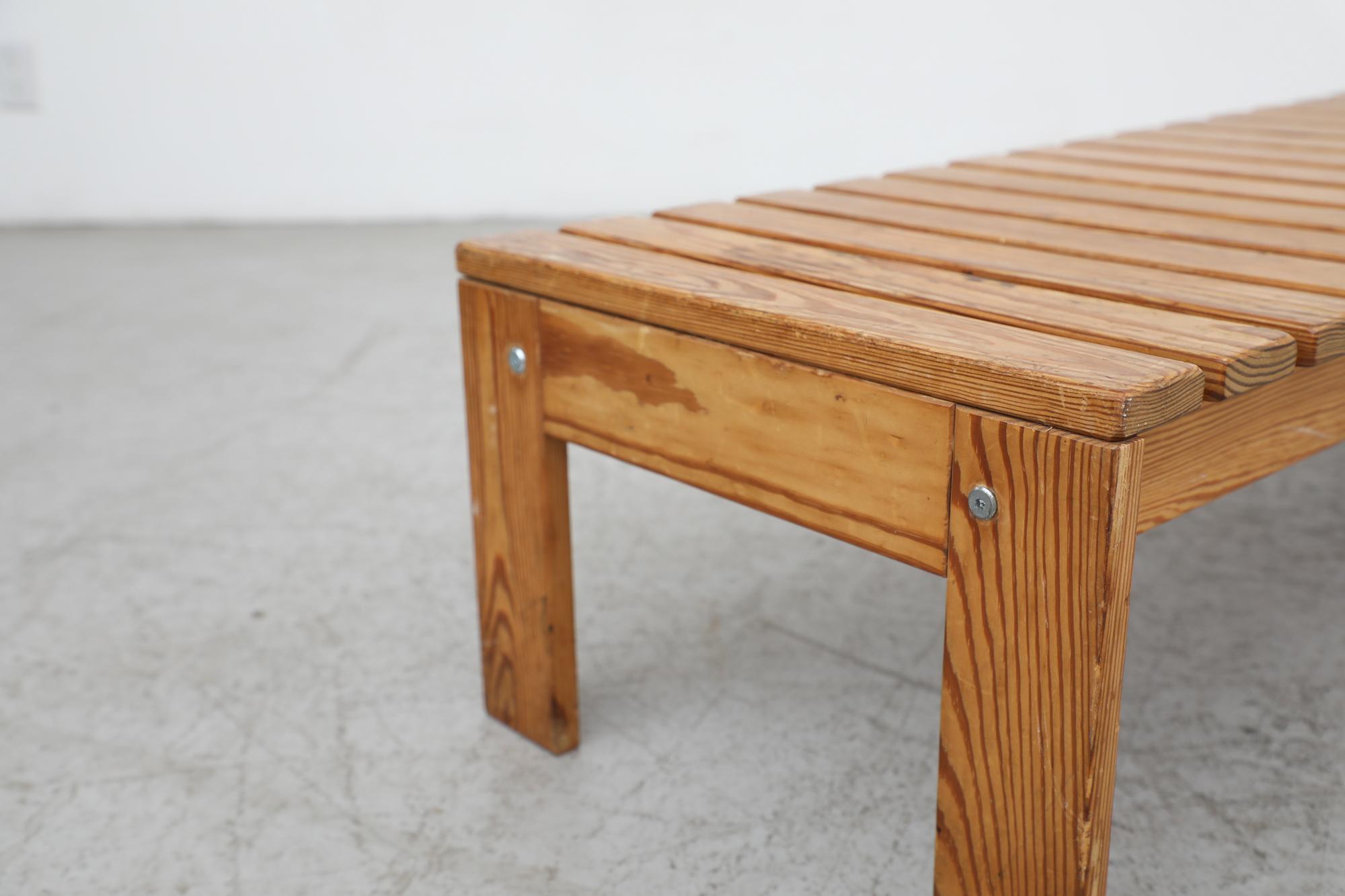 Mid-Century Ate van Apeldoorn Style Pine Slatted Table Bench 3