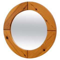 Mid-Century Ate Van Apeldoorn Style Round Knotty Pine Wall Mirror