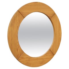 Mid Century Ate Van Apeldoorn Style Round Light Pine Wall Mount Mirror Mid Century Ate Van Apeldoorn Style Round Light Pine Wall Mount Mirror