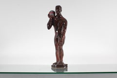 Mid-Century-Skulptur „Atlas“ glänzend glasierte Keramikskulptur Signiert 50er Jahre Italien