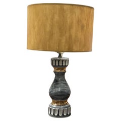 Mid-Century Atomic Black, White and Gold Table Lamp