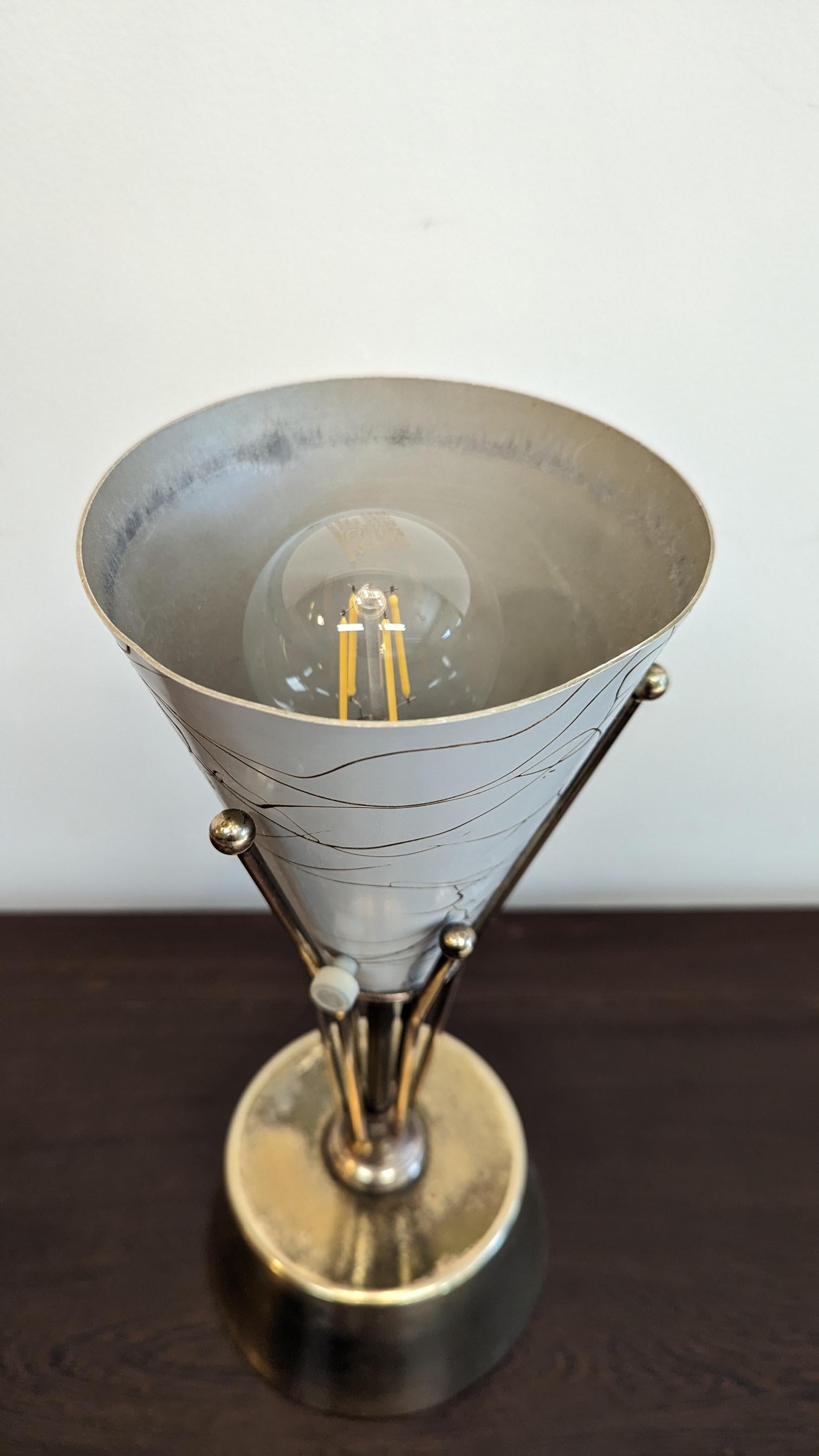 American Mid Century Atomic Brass Table Lamp For Sale