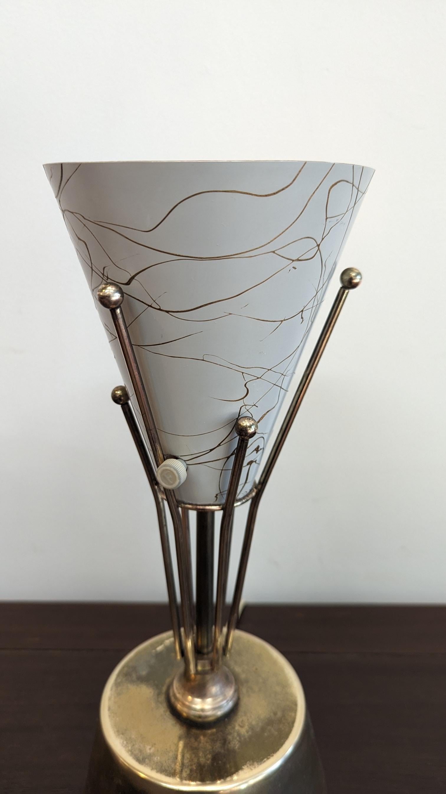 Mid Century Atomic Brass Table Lamp In Good Condition For Sale In New York, NY