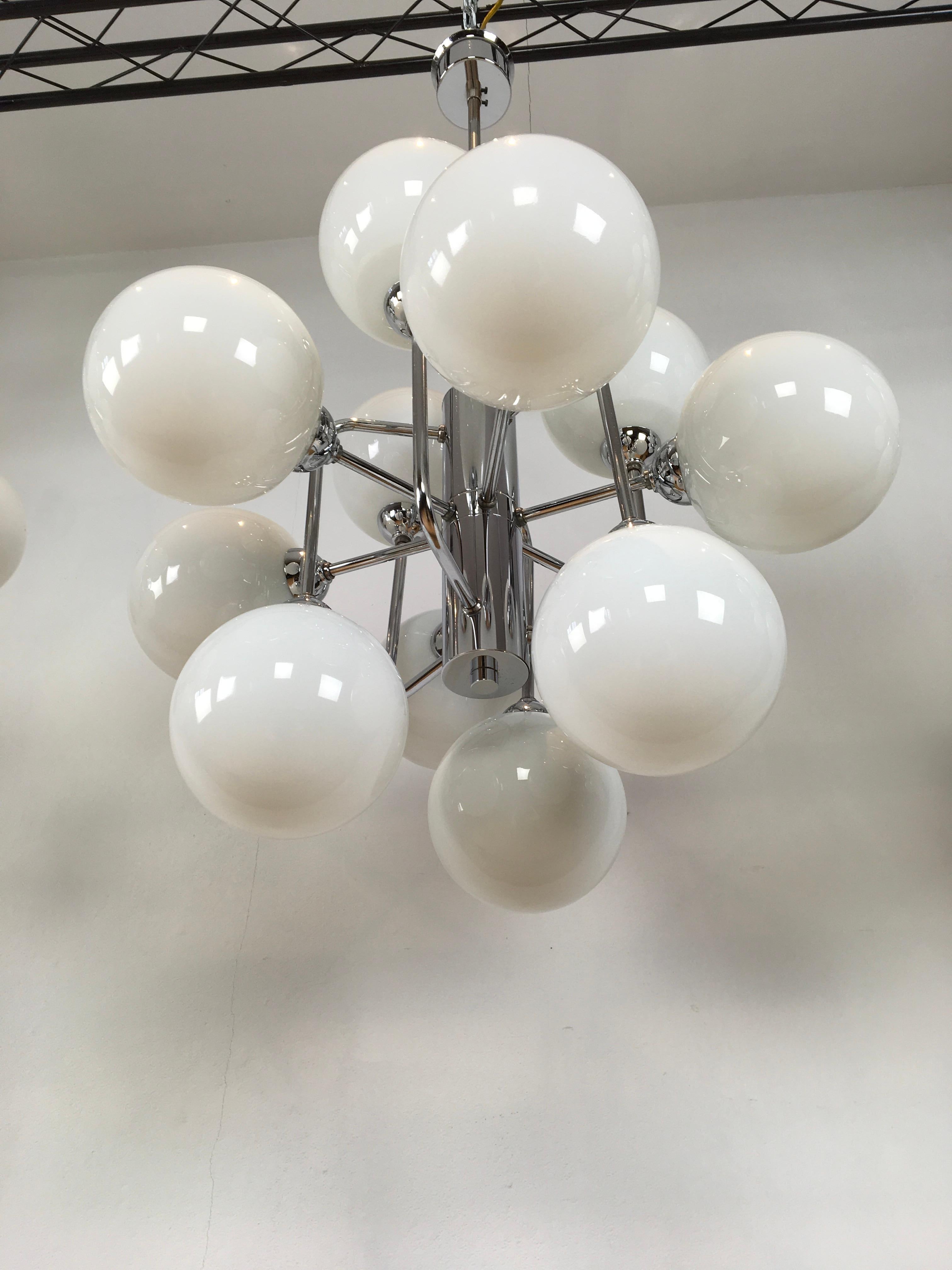 Mid-Century Atomic Chandeliers with 12 Lights, 3 Pieces Available For Sale 3