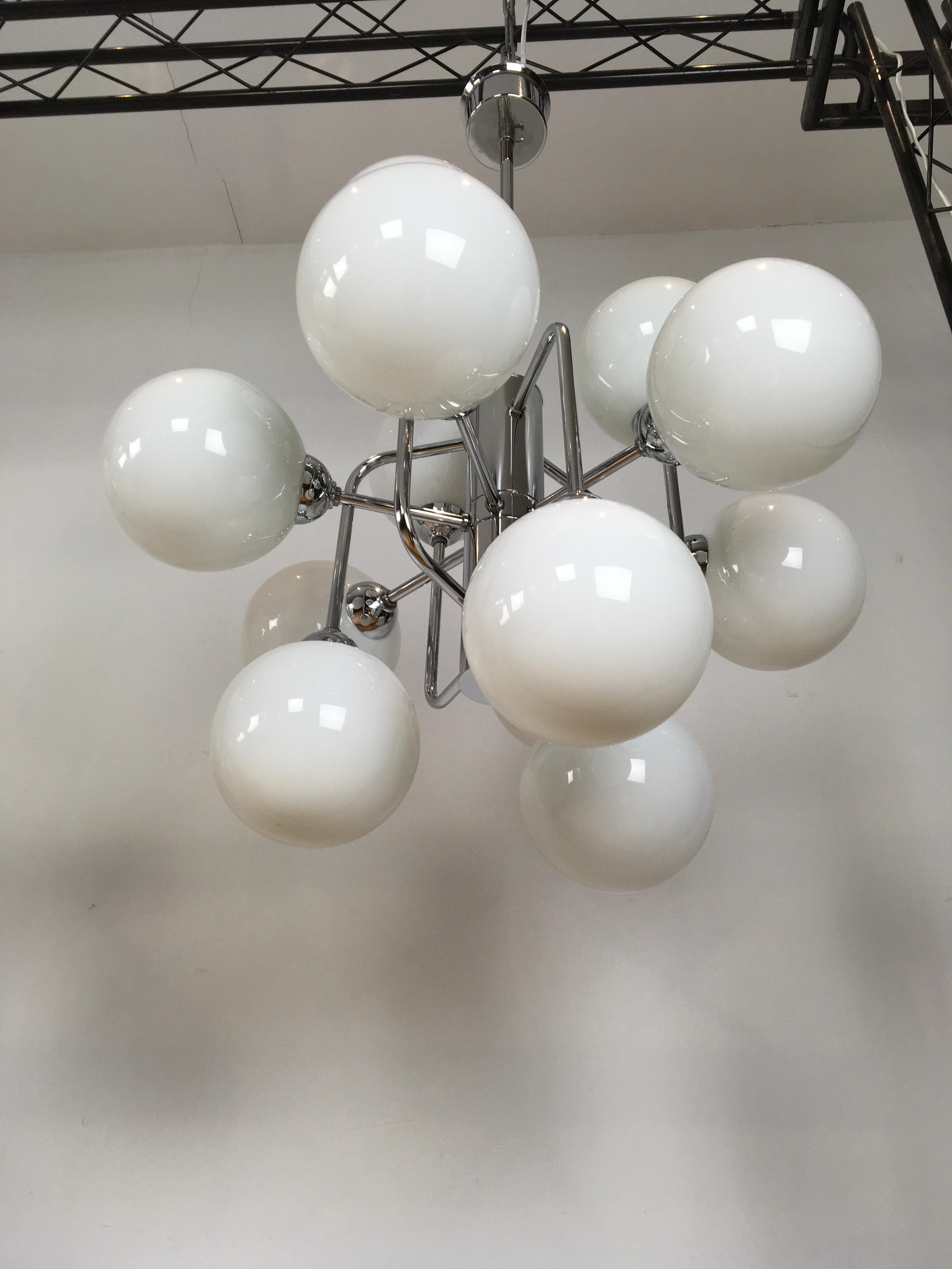 Mid-Century Atomic Chandeliers with 12 Lights, 3 Pieces Available For Sale 4