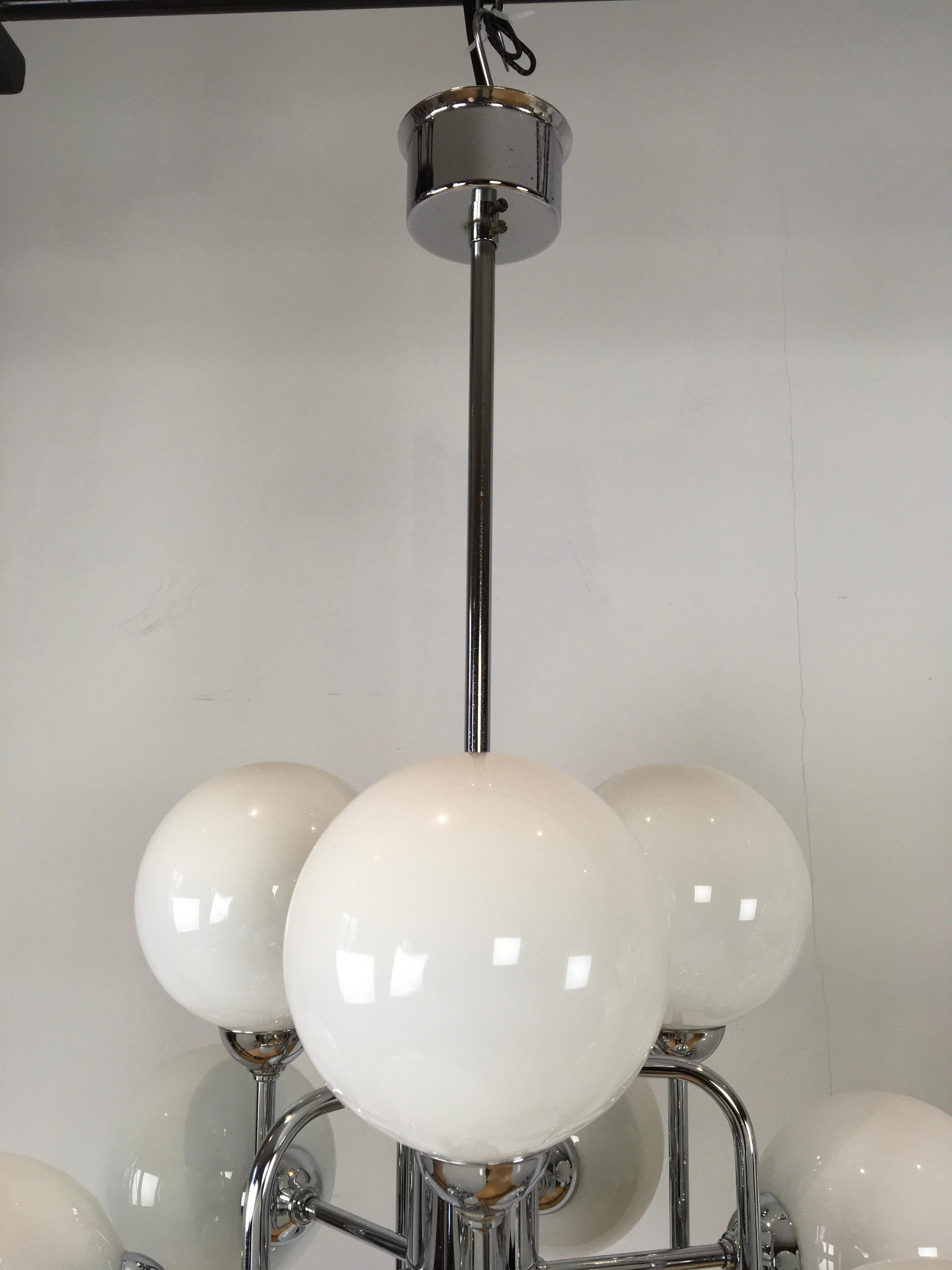 Mid-Century Atomic Chandeliers with 12 Lights, 3 Pieces Available For Sale 9