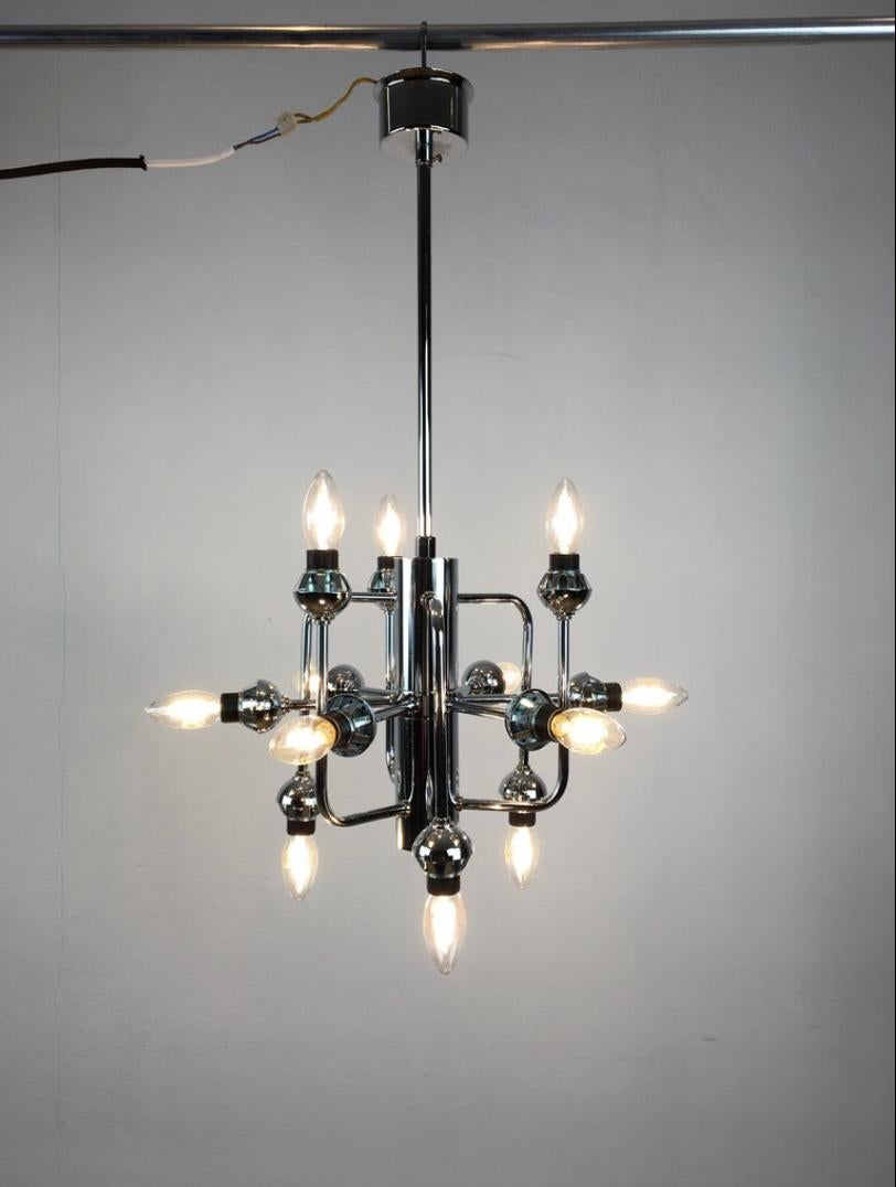 Mid-Century Atomic Chandeliers with 12 Lights, 3 Pieces Available For Sale 12