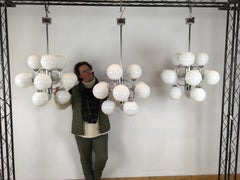 Mid-Century Atomic Chandeliers with 12 Lights, 3 Pieces Available