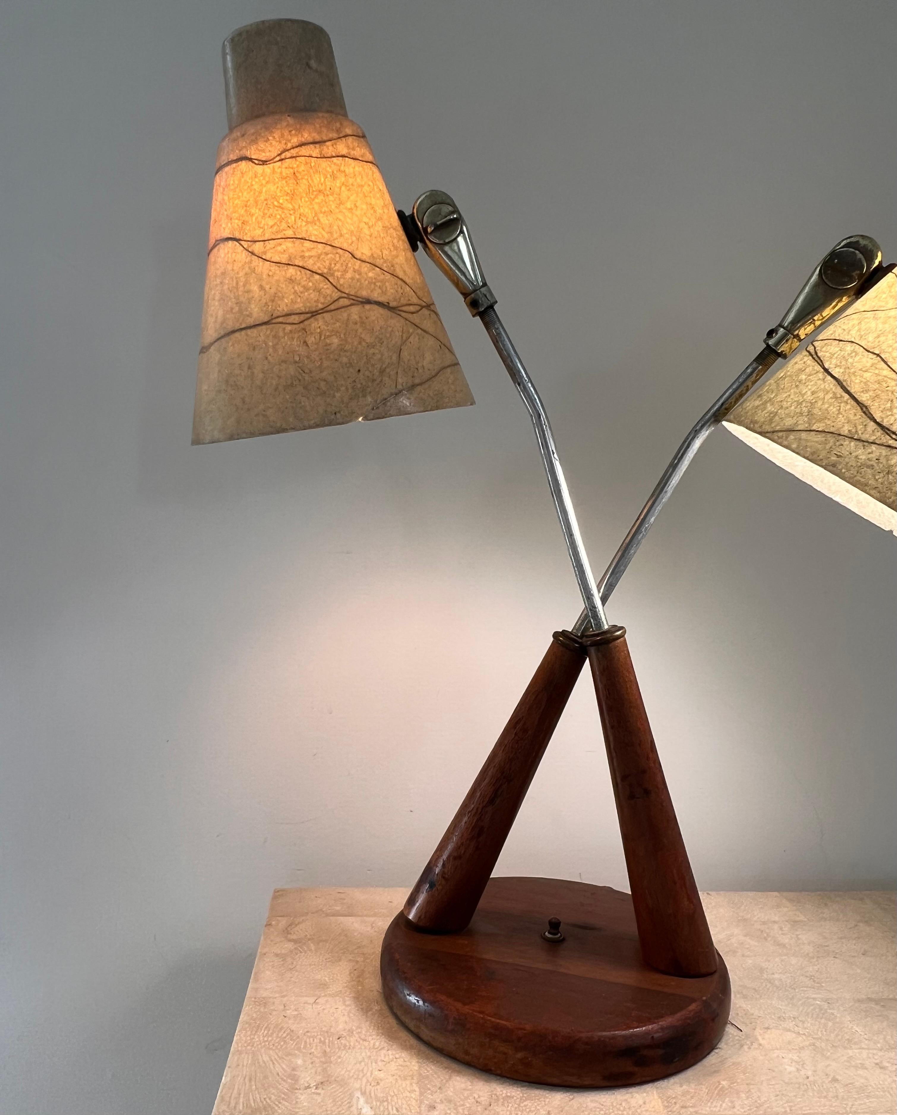 Mid century atomic double bulb table lamp, late 1950s 3