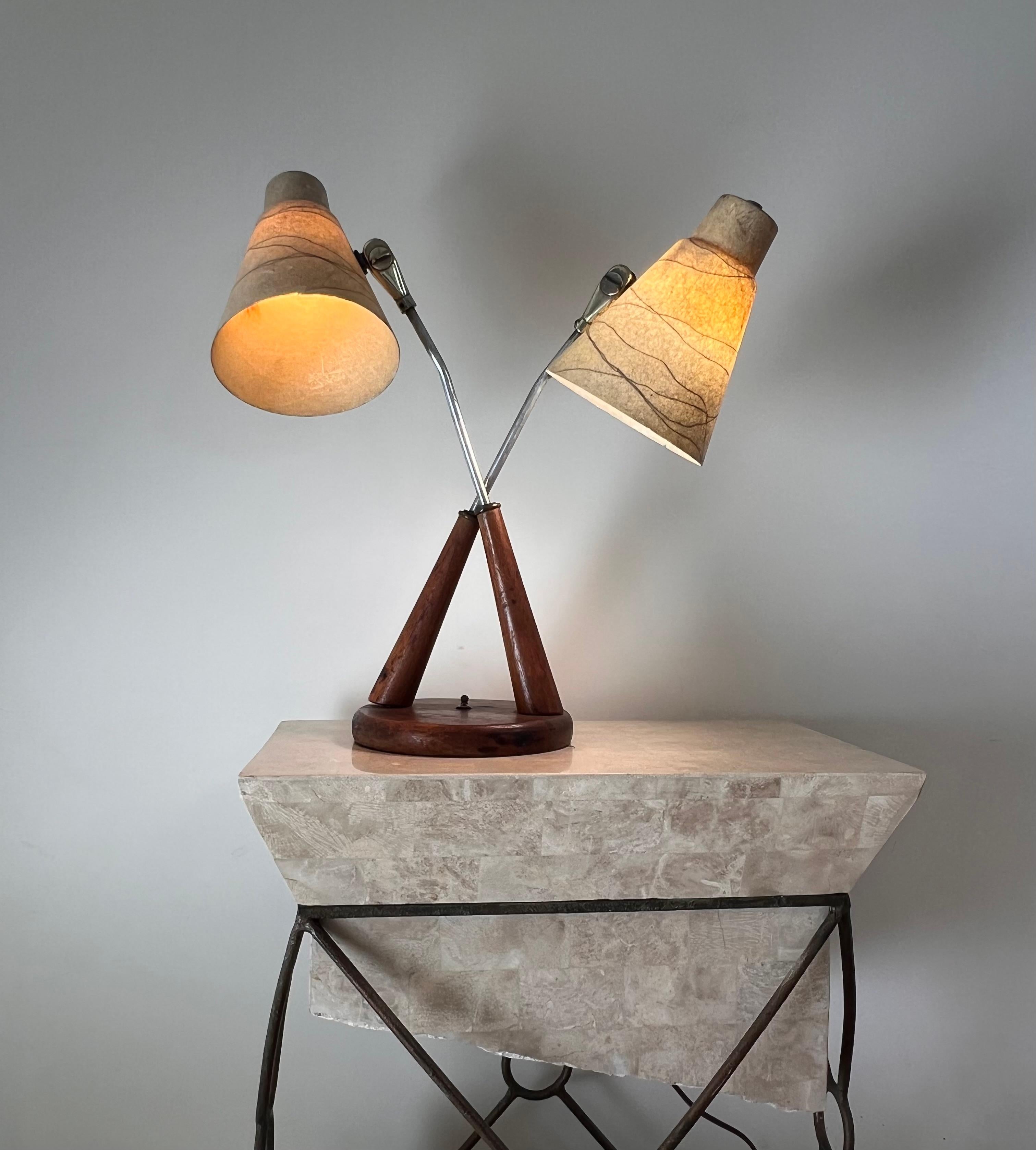 Mid century atomic double bulb table lamp, late 1950s 4