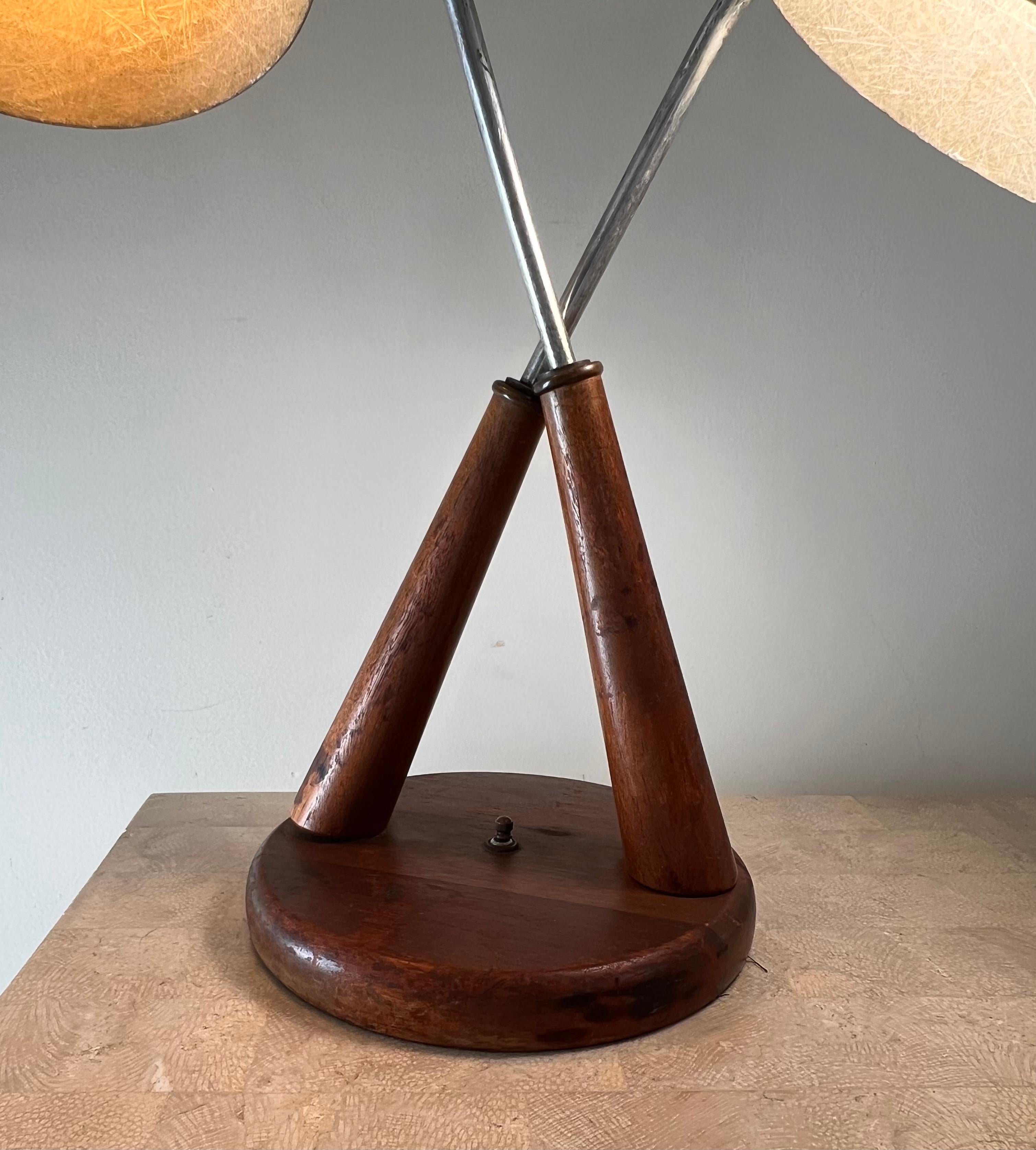 Mid century atomic double bulb table lamp, late 1950s 7