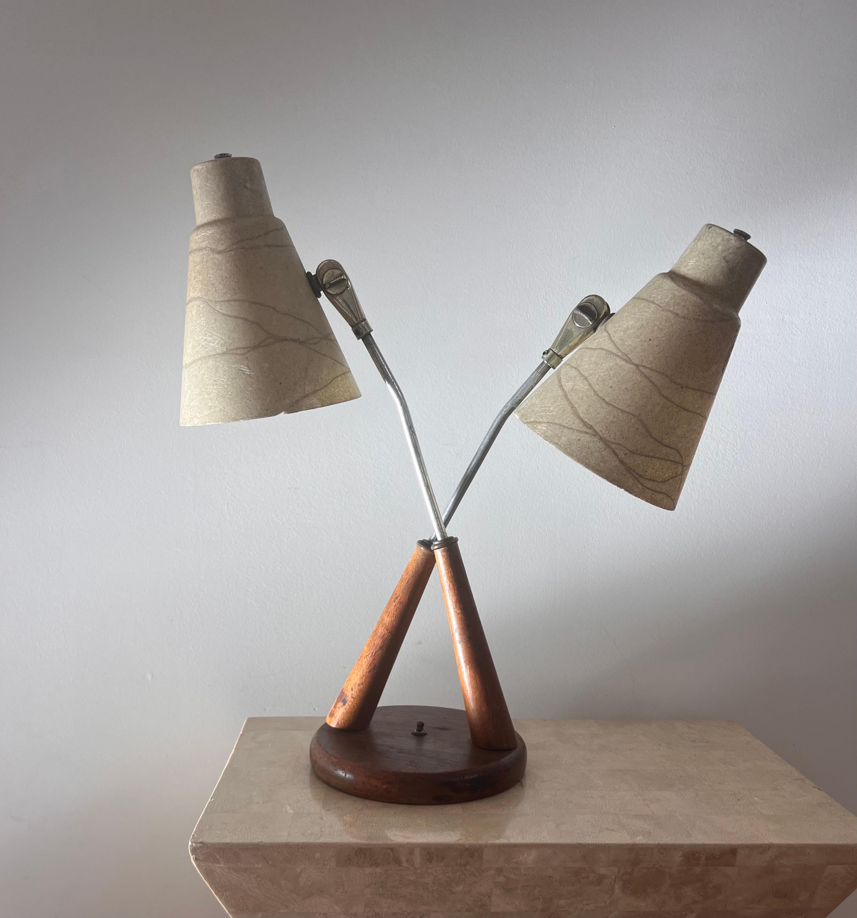 Mid century atomic double bulb table lamp, late 1950s 8