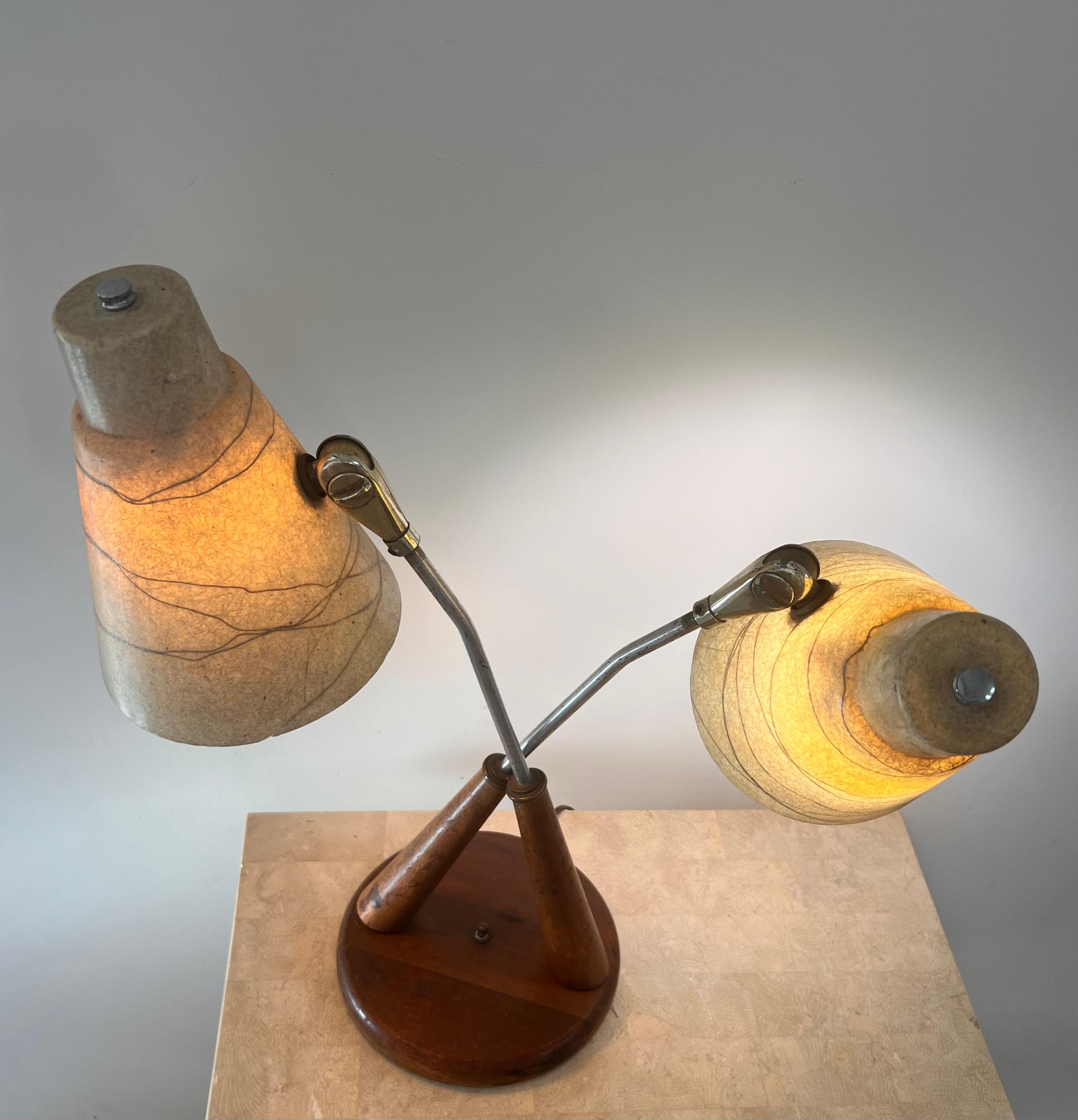 Mid century atomic double bulb table lamp, late 1950s 11