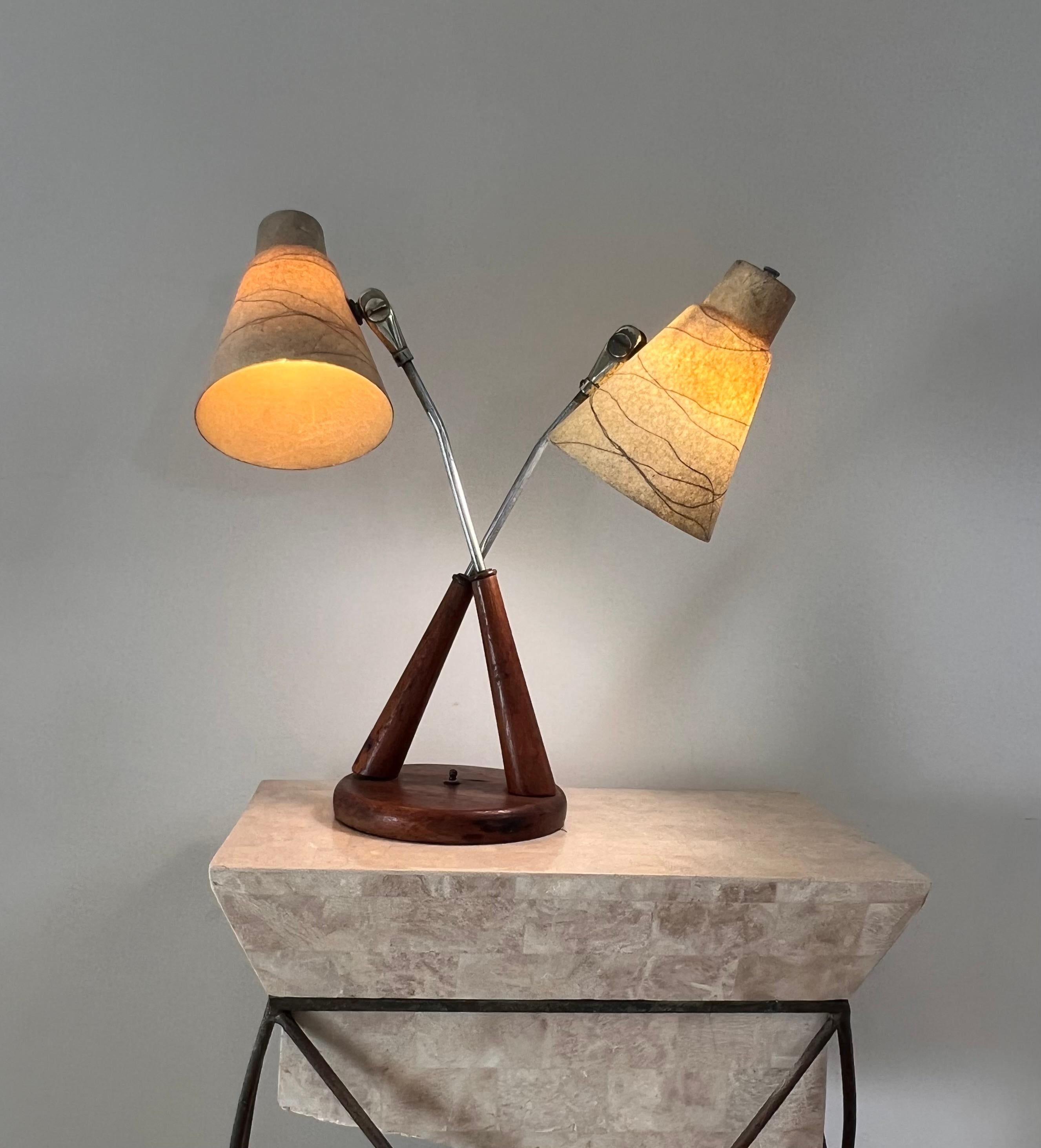 Mid century atomic double bulb table lamp, late 1950s 12