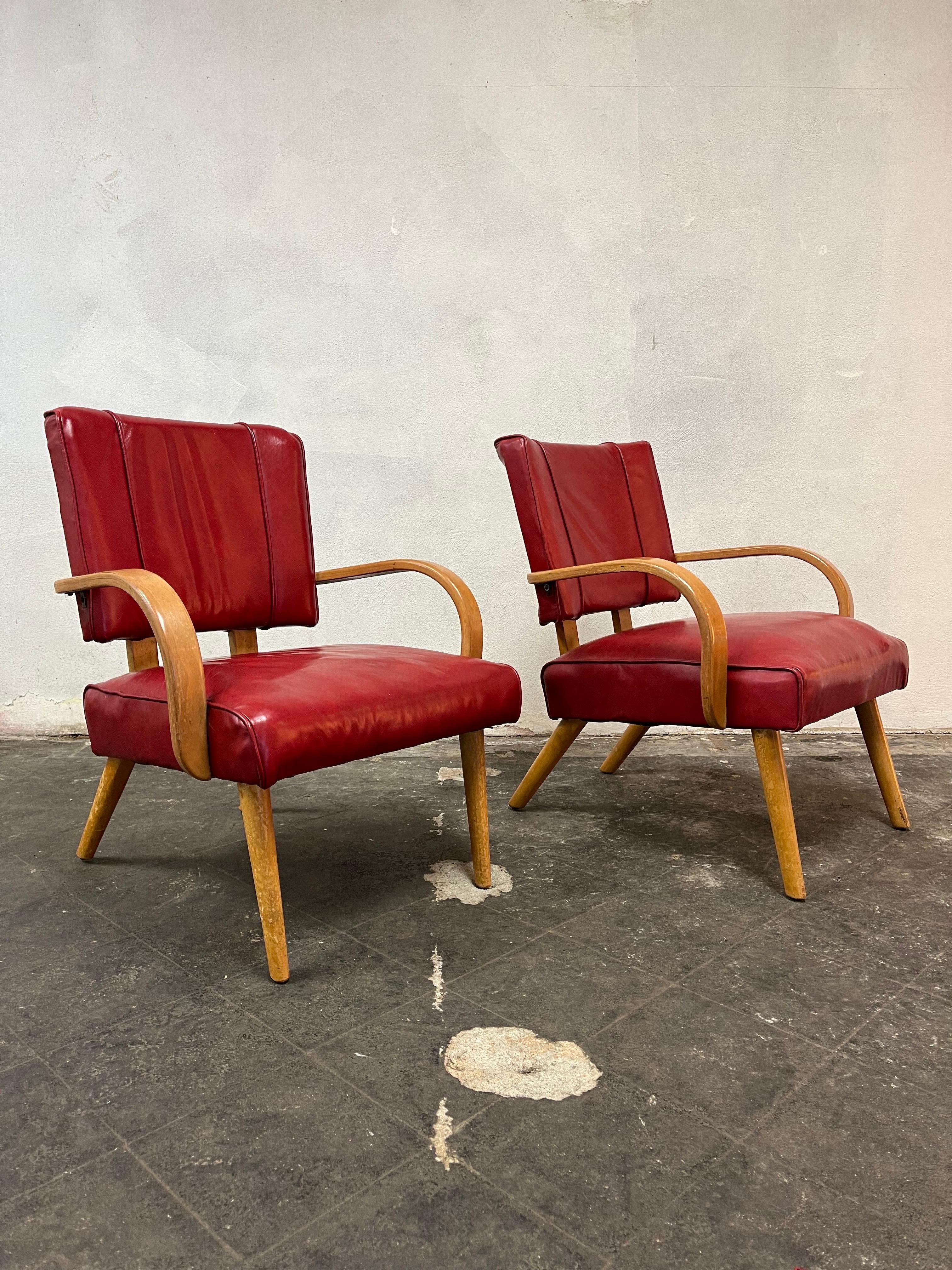 Unknown Mid Century Atomic Ranch Thonet Style Arm Chairs For Sale