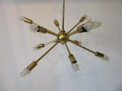 Midcentury Atomic Spunik Brass Chandelier by the Majestic Lamp Co