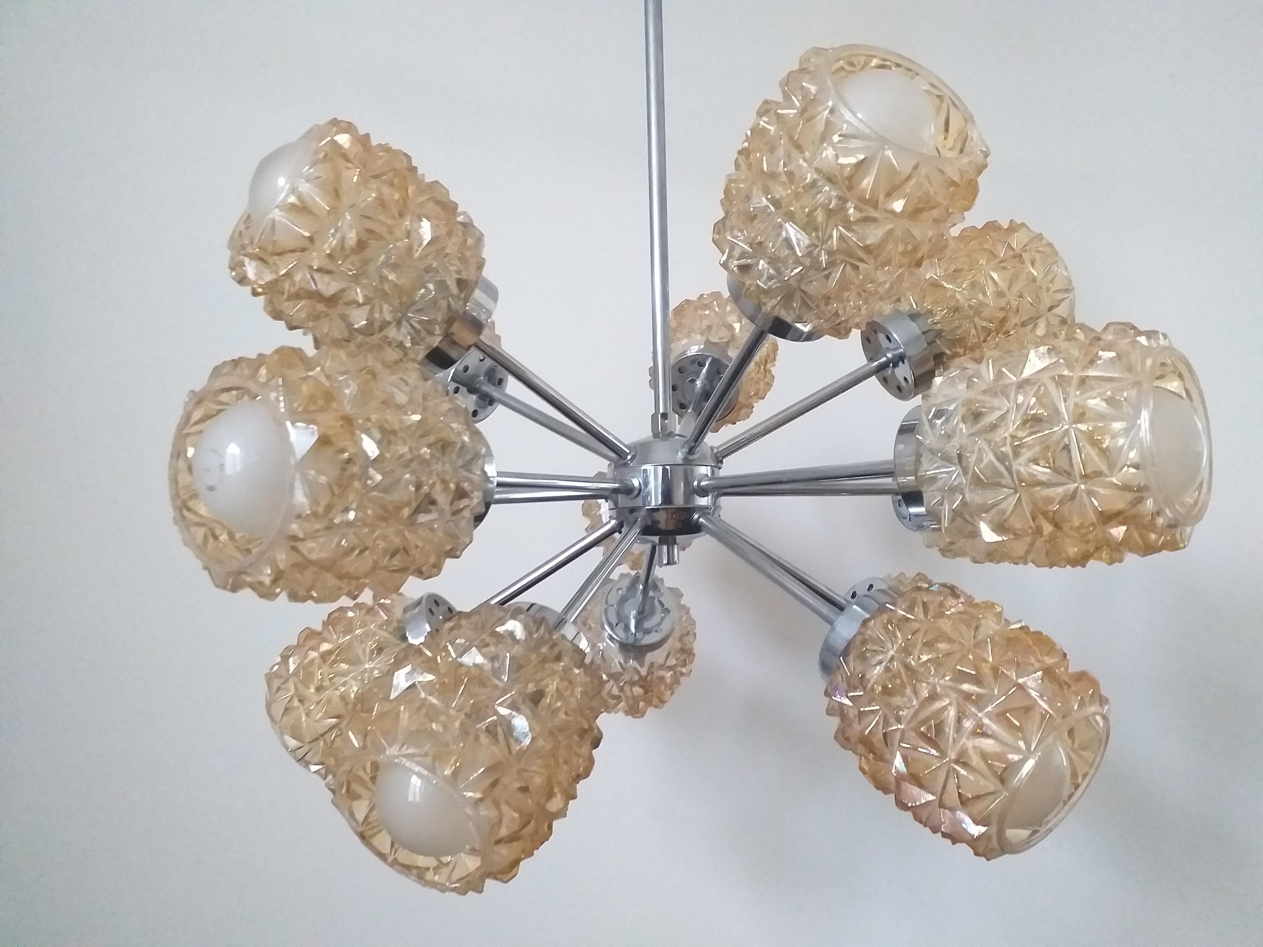 Mid-Century Modern Midcentury Atomic Sputnik Chandelier, Germany, 1970s For Sale