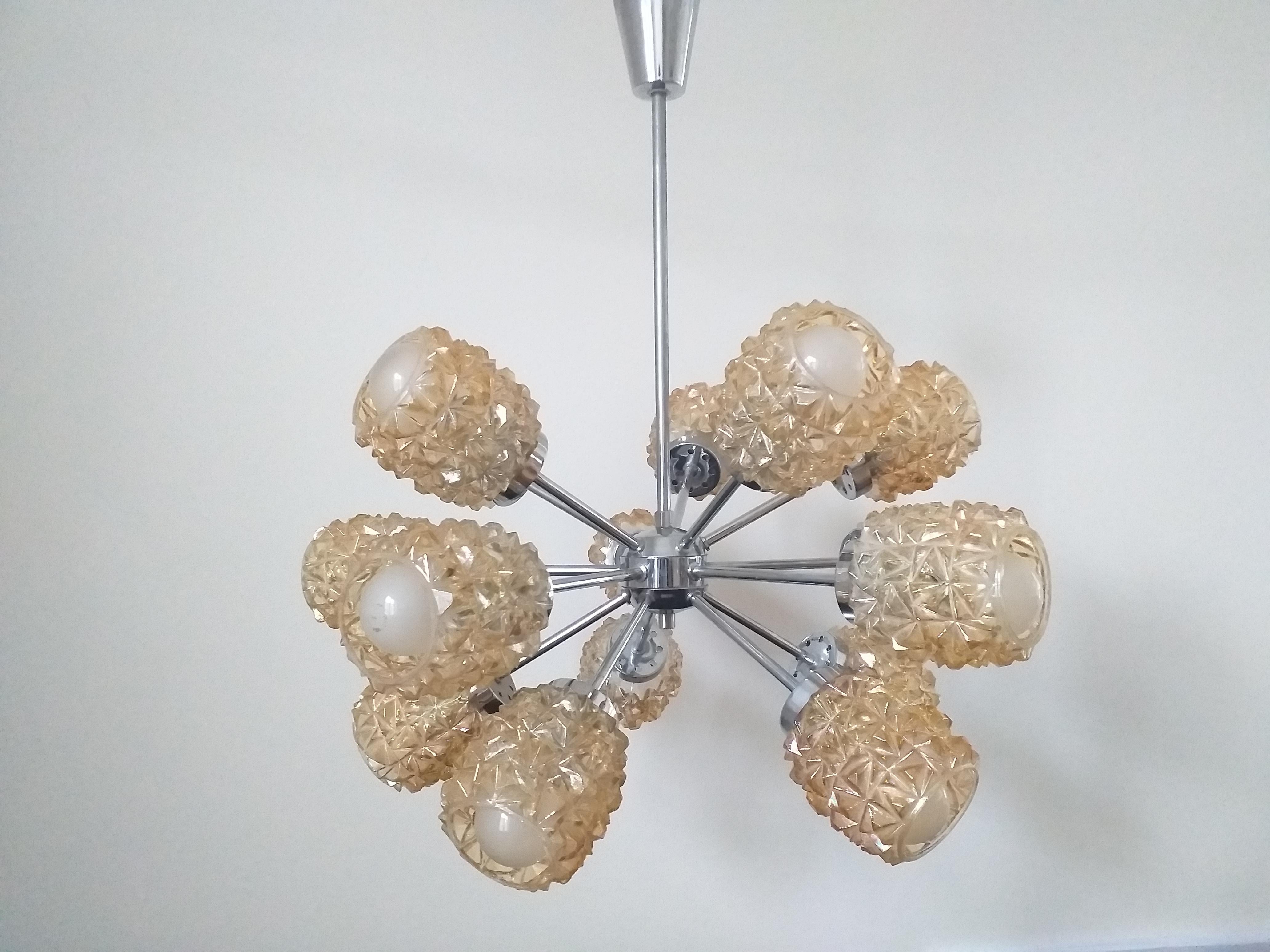 Midcentury Atomic Sputnik Chandelier, Germany, 1970s In Good Condition For Sale In Praha, CZ