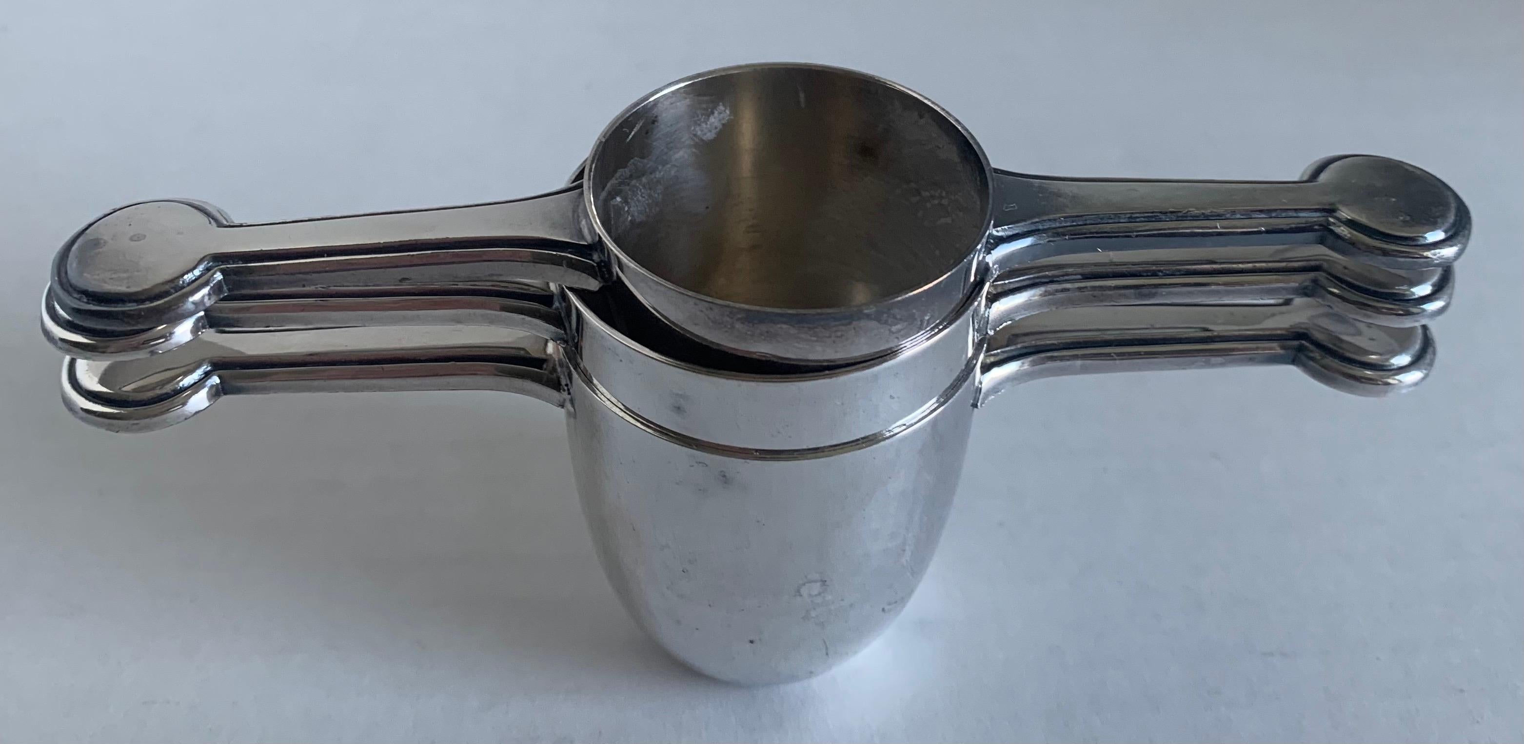 American Mid-Century Atomic Stacking Silver Cocktail Jiggers