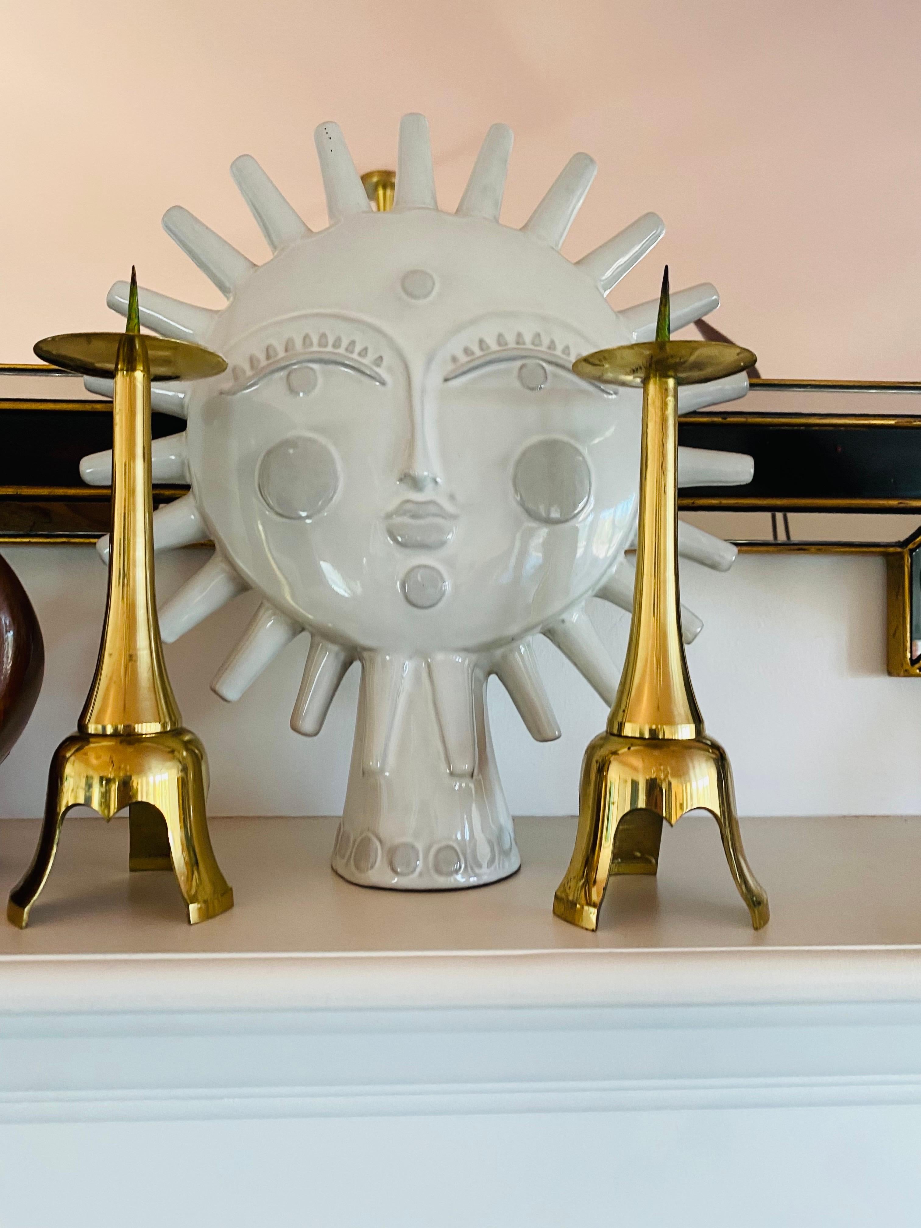 Mid Century Atomic Style Brass Candle Holders In The Style of Jens Quistgaard im Zustand „Gut“ im Angebot in San Diego, CA