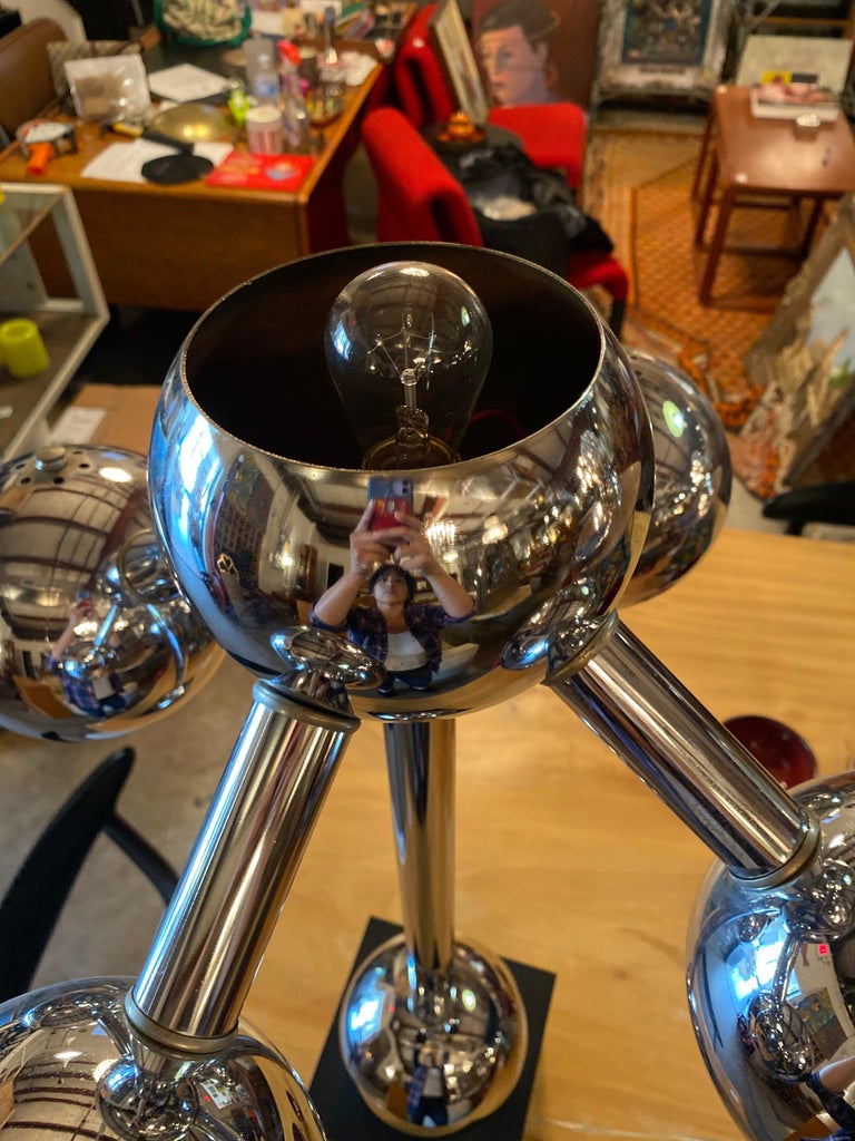 Chrome Mid-Century Atomic Table Lamp For Sale