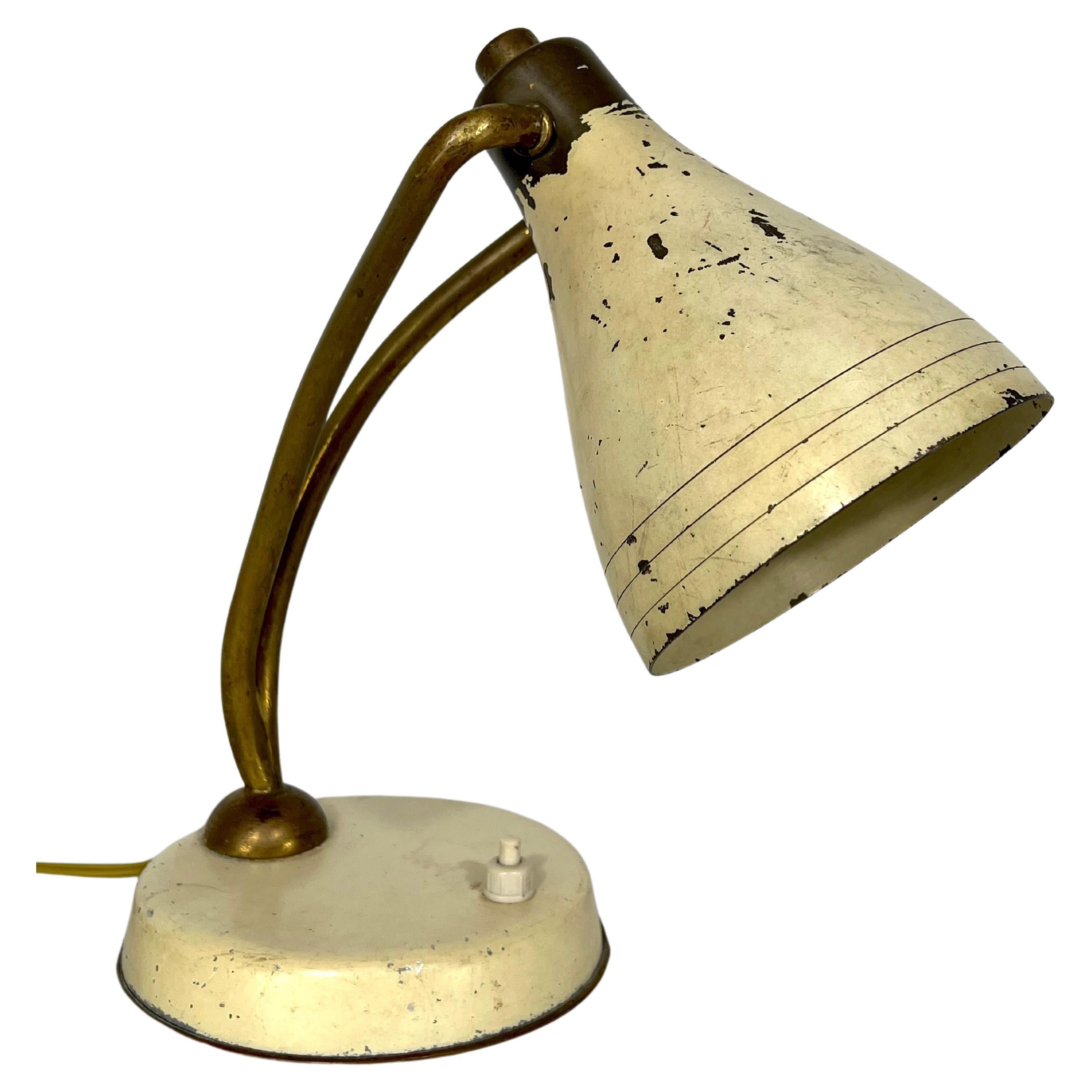 Mid-Century Attributed Arredoluce Lacquered Brass Orientable Table Lamp from 50s