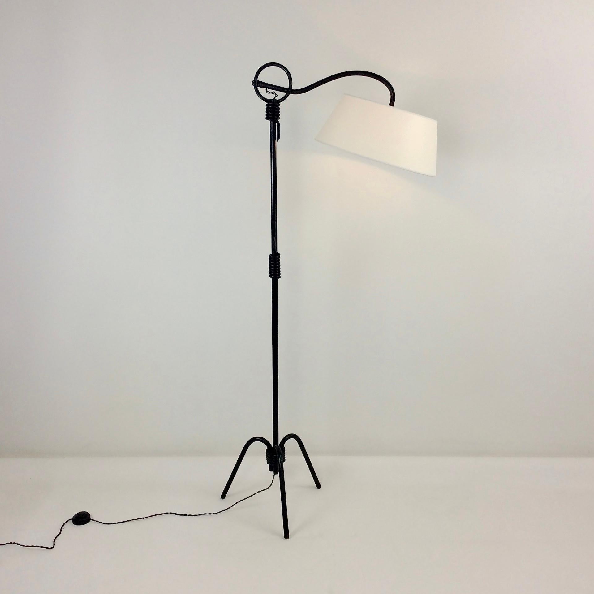 French Mid-Century Attributed Jacques Adnet Floor Lamp, circa 1950, France.
