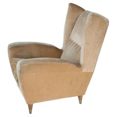 Fauteuil simple en velours Melchiorre Bega attribué au milieu du siècle. Italie années 1950