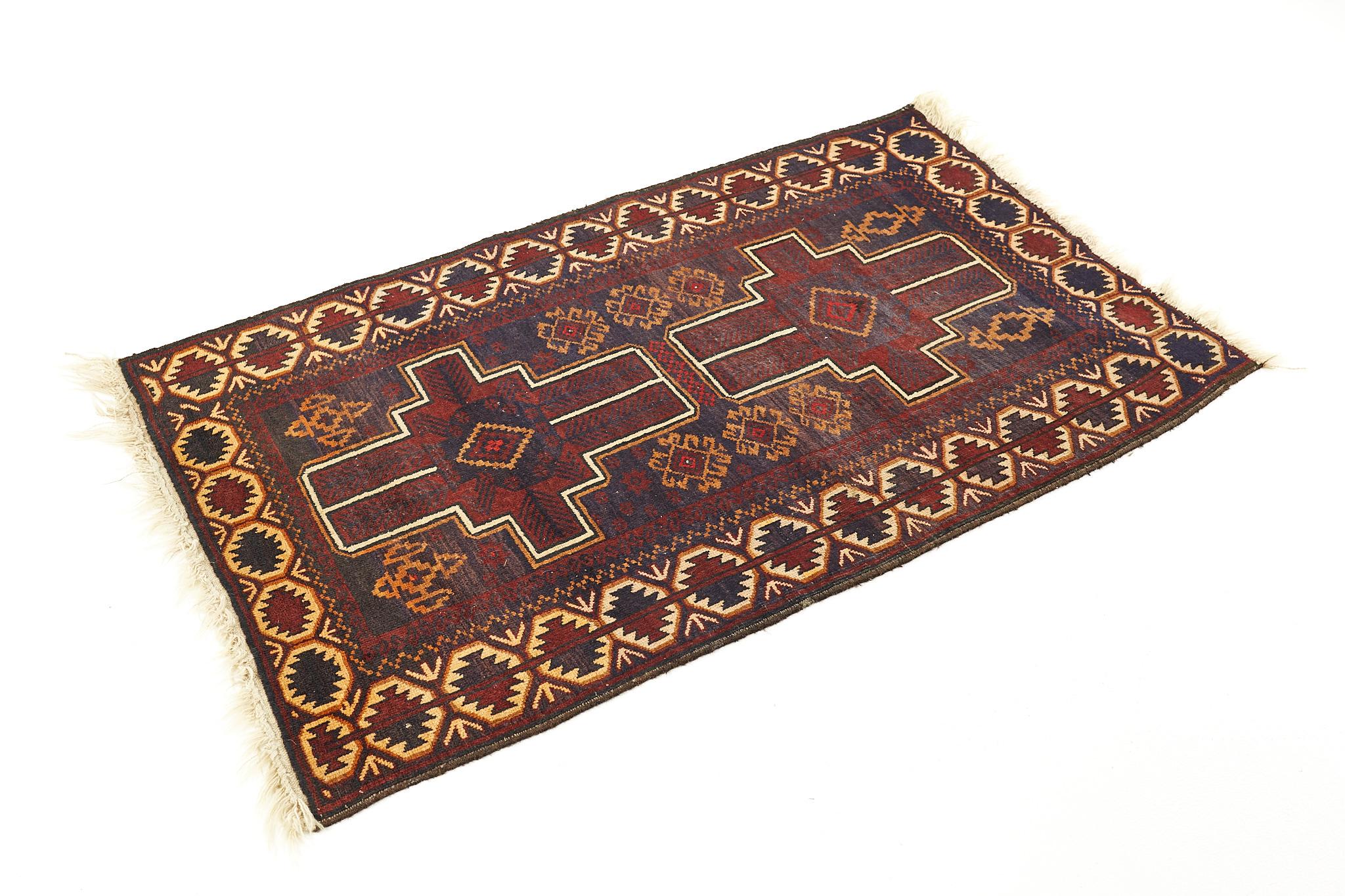 Alfombra de lana de pelo medio berenjena Mid Century Moderno de mediados de siglo en venta