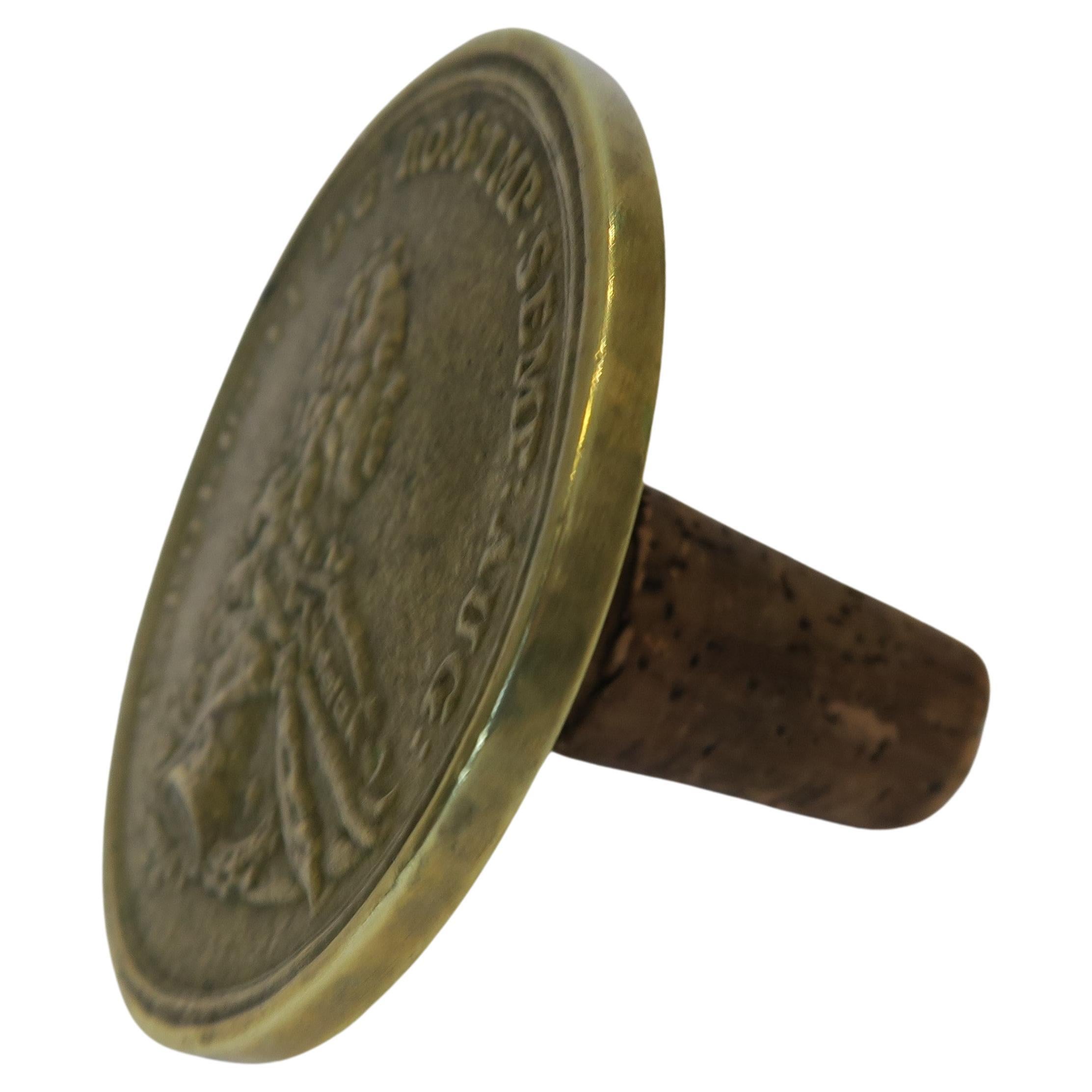 Midcentury Auböck Bottle Stopper Historical Coin Motive