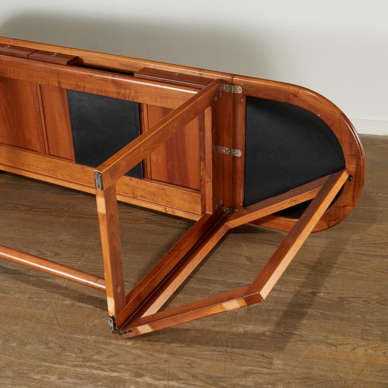 Mid-Century Augusto Savini for Pozzi, Gate-Leg Oak and Leather Drop-Leaf Desk 1