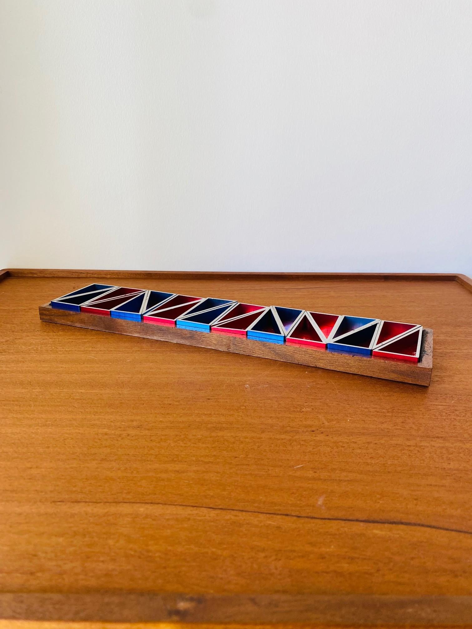 Mid Century Austin Alcoa Aluminum Sculptural Puzzle Triangles In Good Condition For Sale In San Diego, CA
