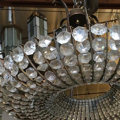 Mid Century Austrian Bronze Crystal Beaded Chandelier