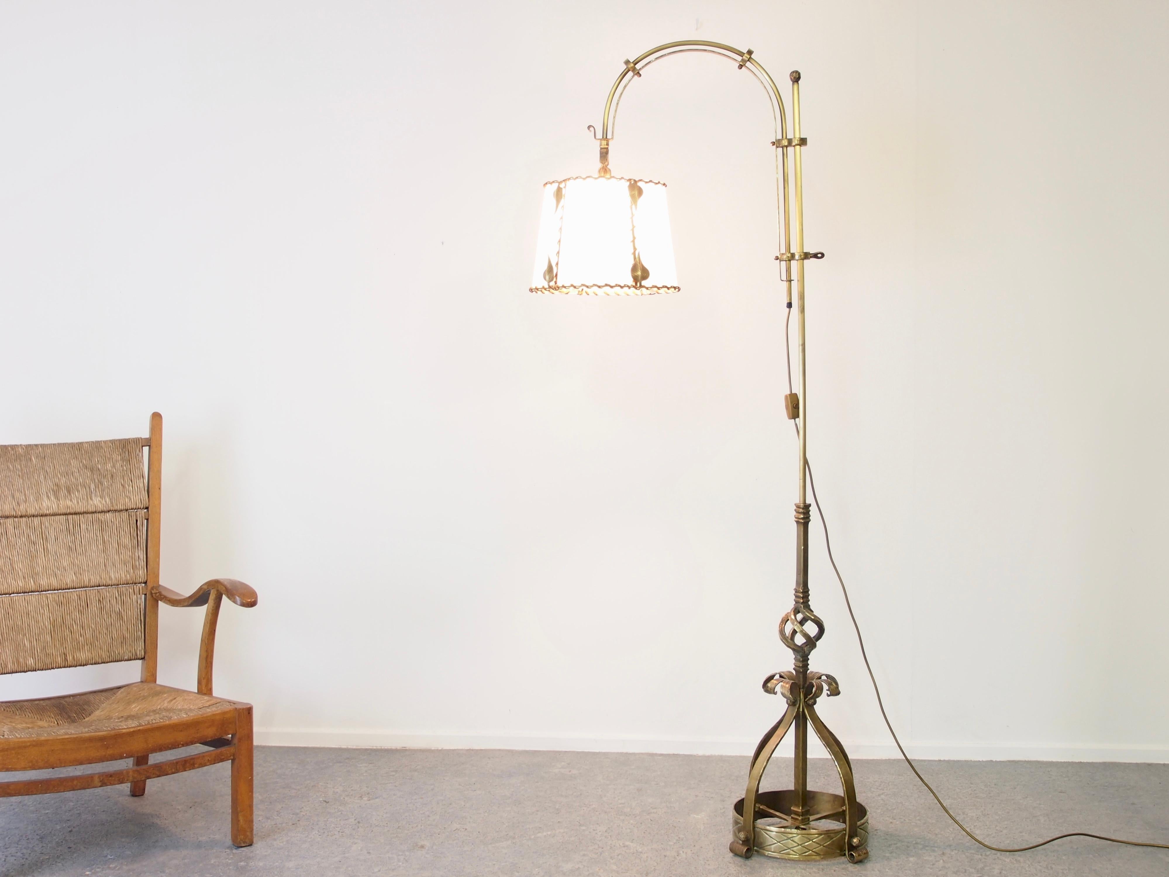 Midcentury Austrian Hand Forged Brass Floor Lamp For Sale 4