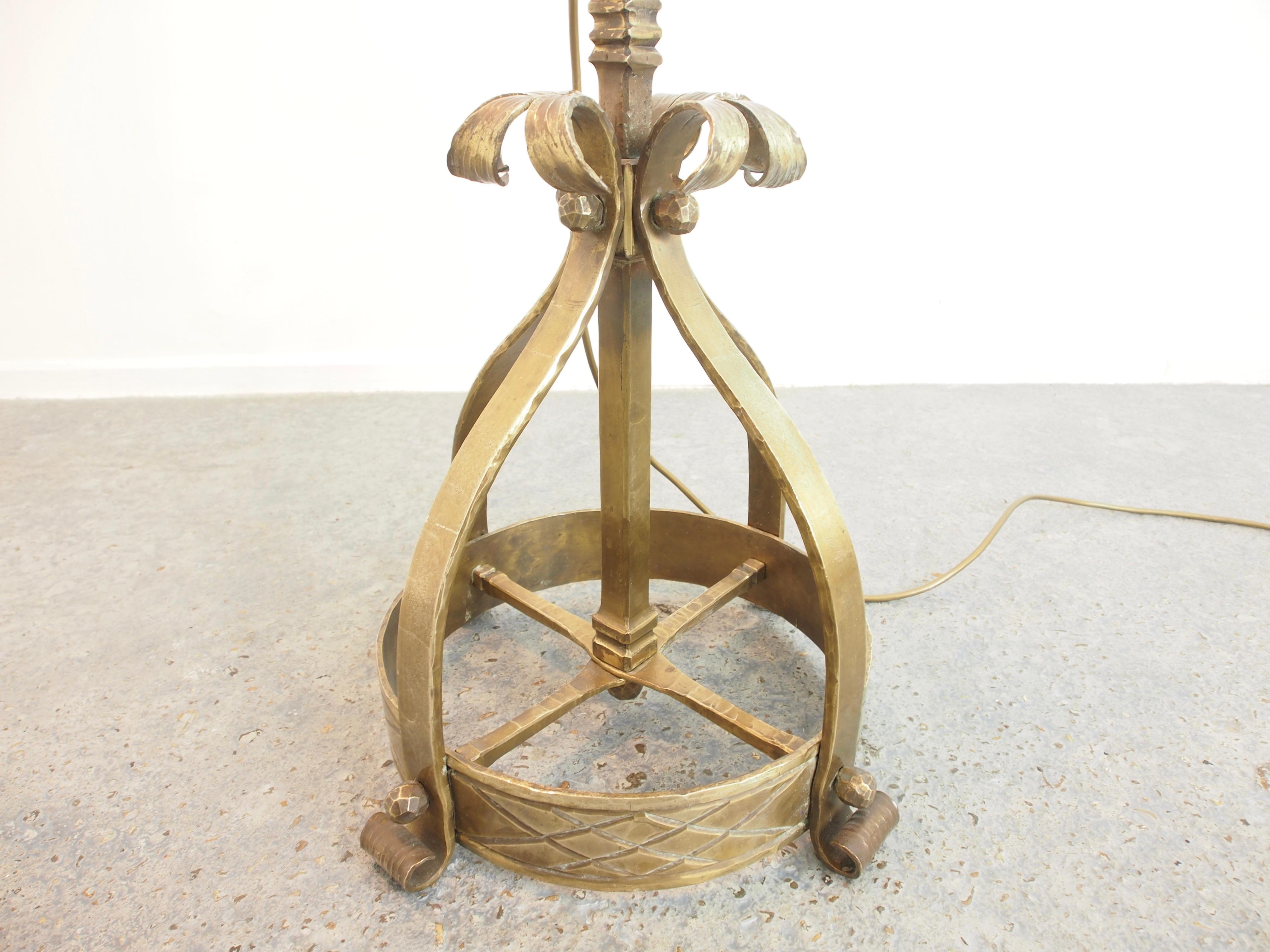 20th Century Midcentury Austrian Hand Forged Brass Floor Lamp For Sale