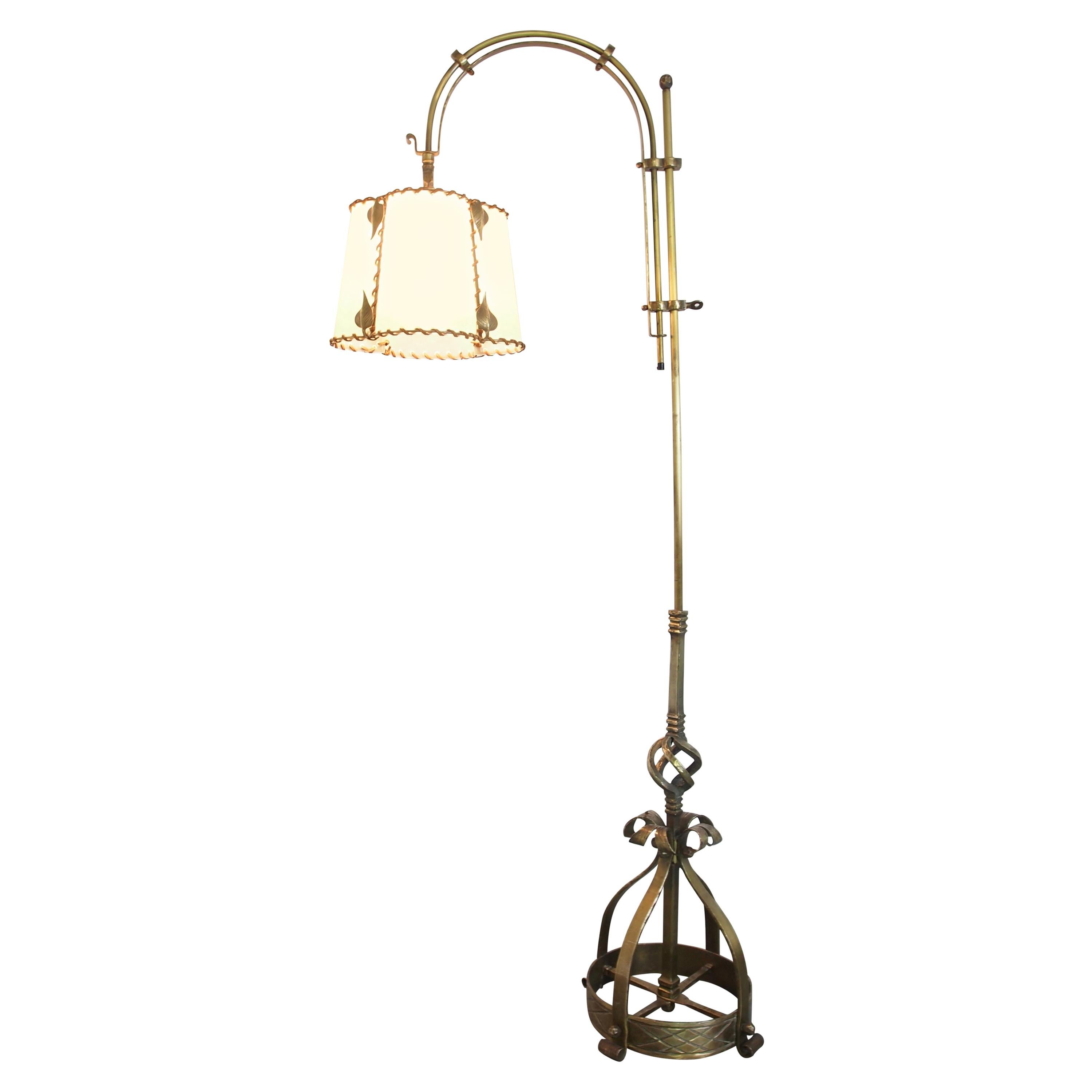 Midcentury Austrian Hand Forged Brass Floor Lamp For Sale