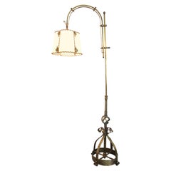 Retro Midcentury Austrian Hand Forged Brass Floor Lamp