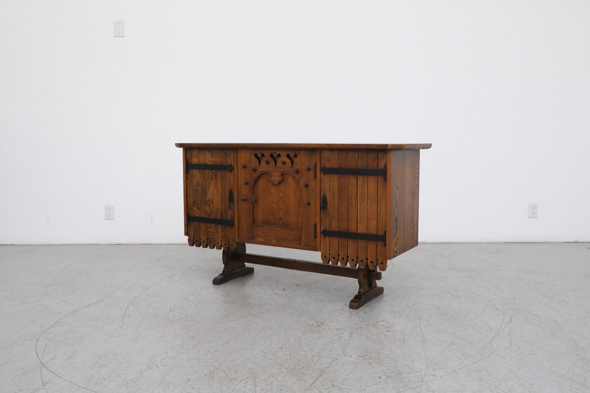 Mid-Century Modern Mid-Century Austrian Style Sideboard with Ornate Detail For Sale